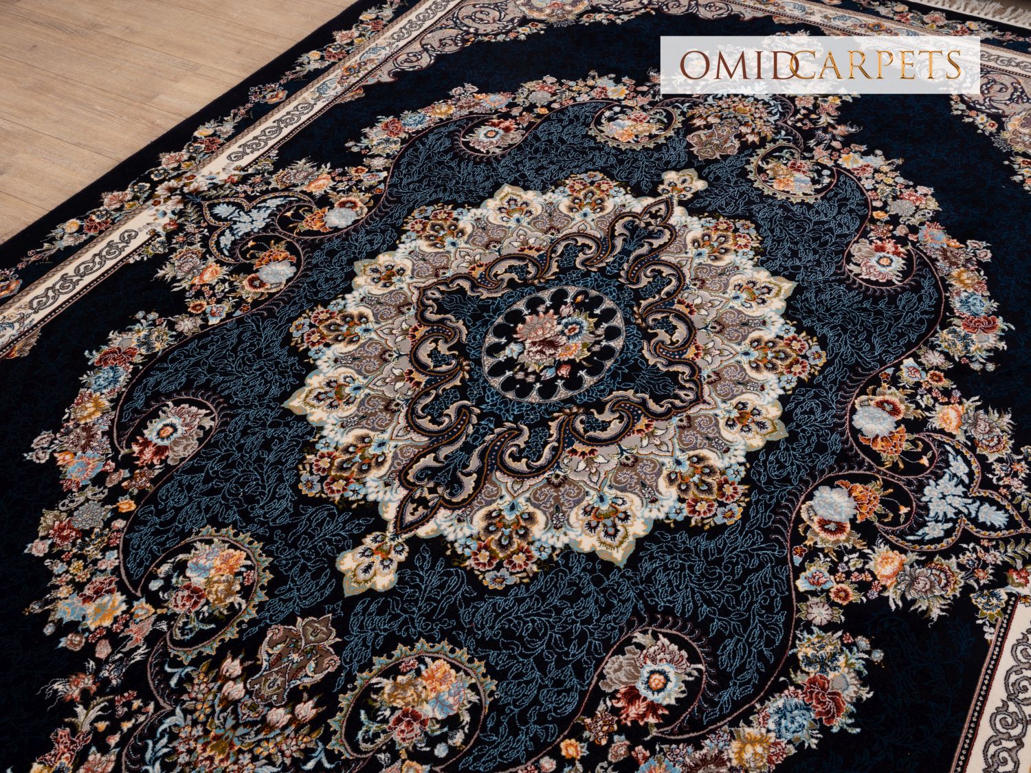 قالین 700 شانه * Donkerblauw Tapijt Laagpolig Klassiek Vloerkleed - Omid Premium Classic - 1,5 Miljoen punten/m²