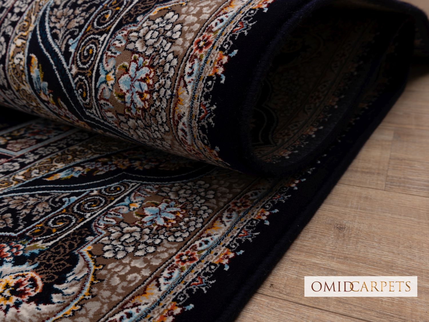 Donkerblauw Tapijt Laagpolig Klassiek Vloerkleed - Omid Premium Classic - 1,5 Miljoen punten/m²