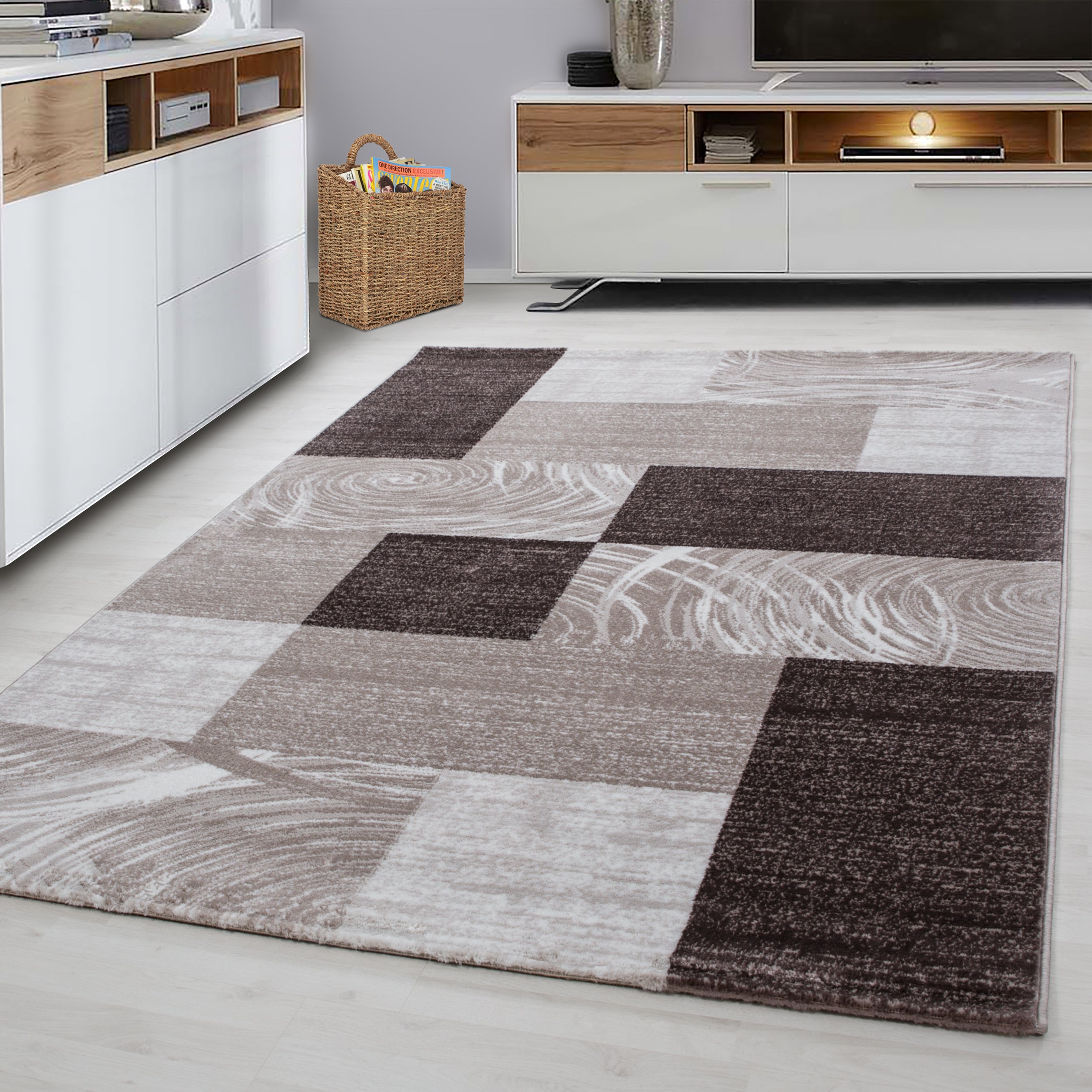 Bruin Tapijt Laagpolig Vloerkleed Omid Run - Omid Carpets