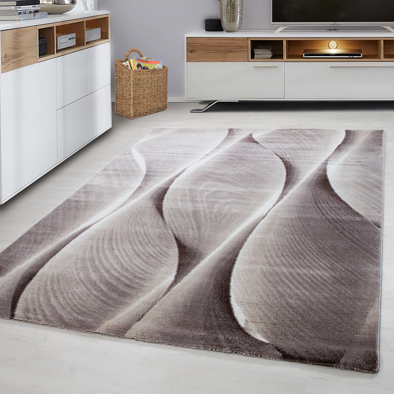 Bruin Tapijt Laagpolig Vloerkleed Omid Run - Omid Carpets