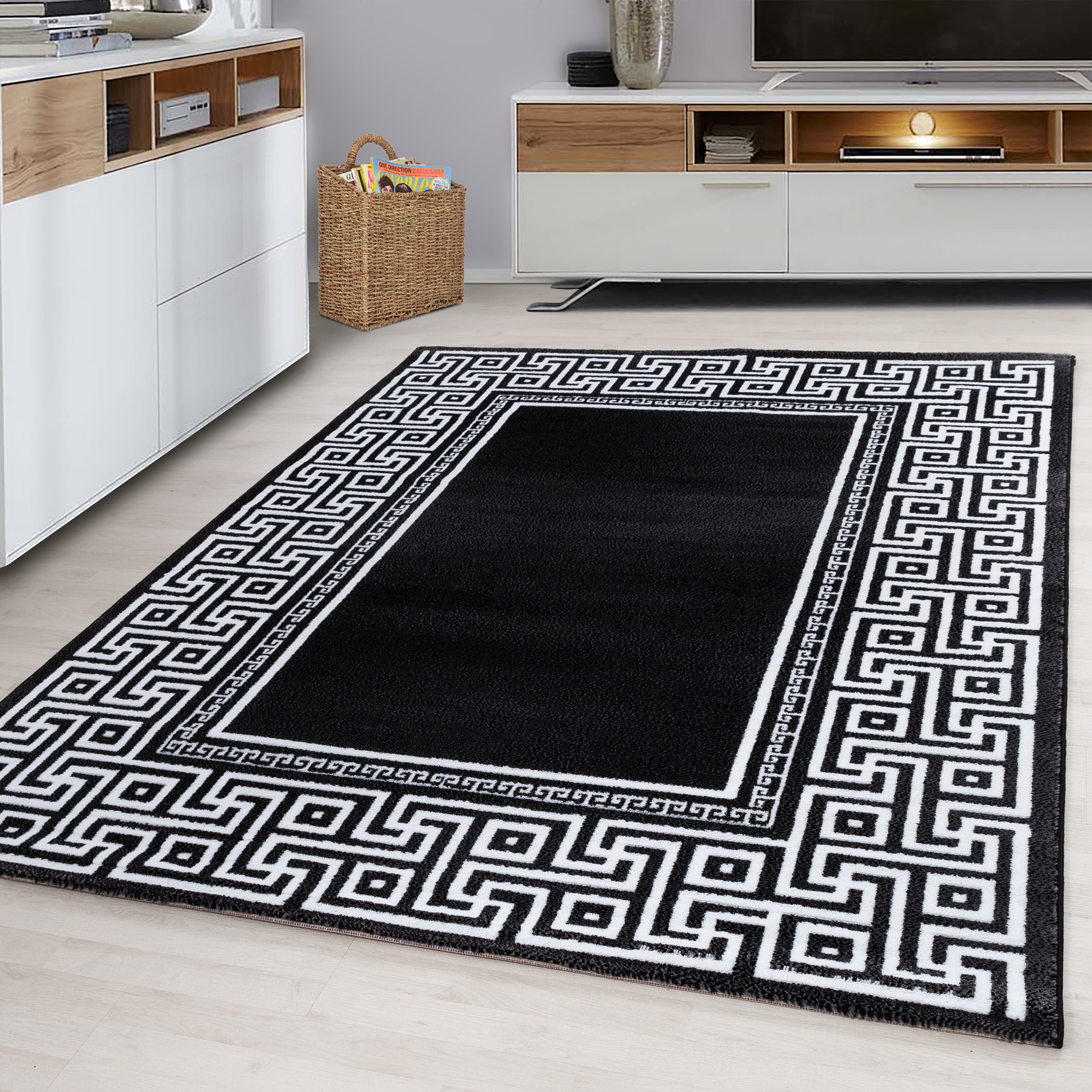 Zwart Tapijt Laagpolig Vloerkleed Omid Run - Omid Carpets