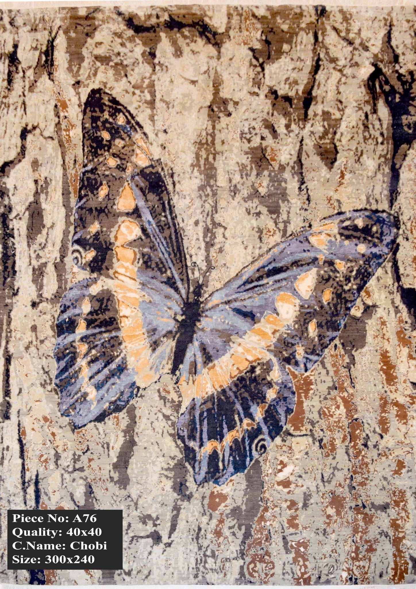 Blauwe Morpho Vlinder Tapijt 300x240 - Omid Carpets