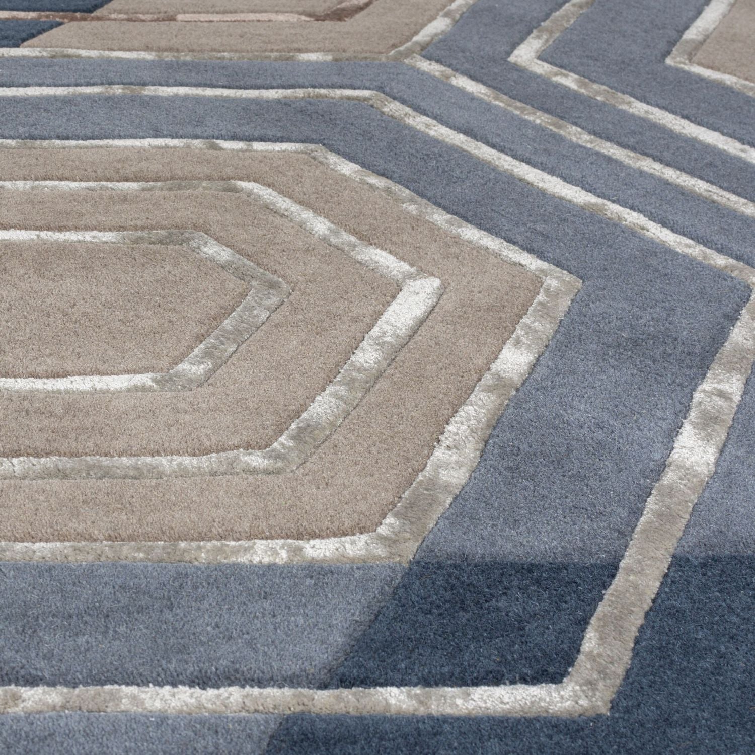 Blauw Tapijt Laagpolig Wollen Vloerkleed Omid Sober Elegance