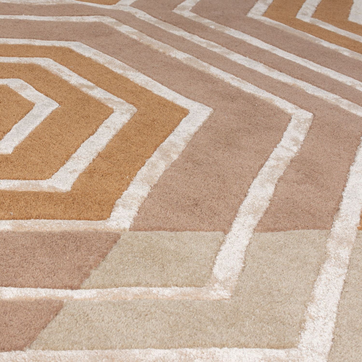 Beige Tapijt Laagpolig Wollen Vloerkleed Omid Sober Elegance