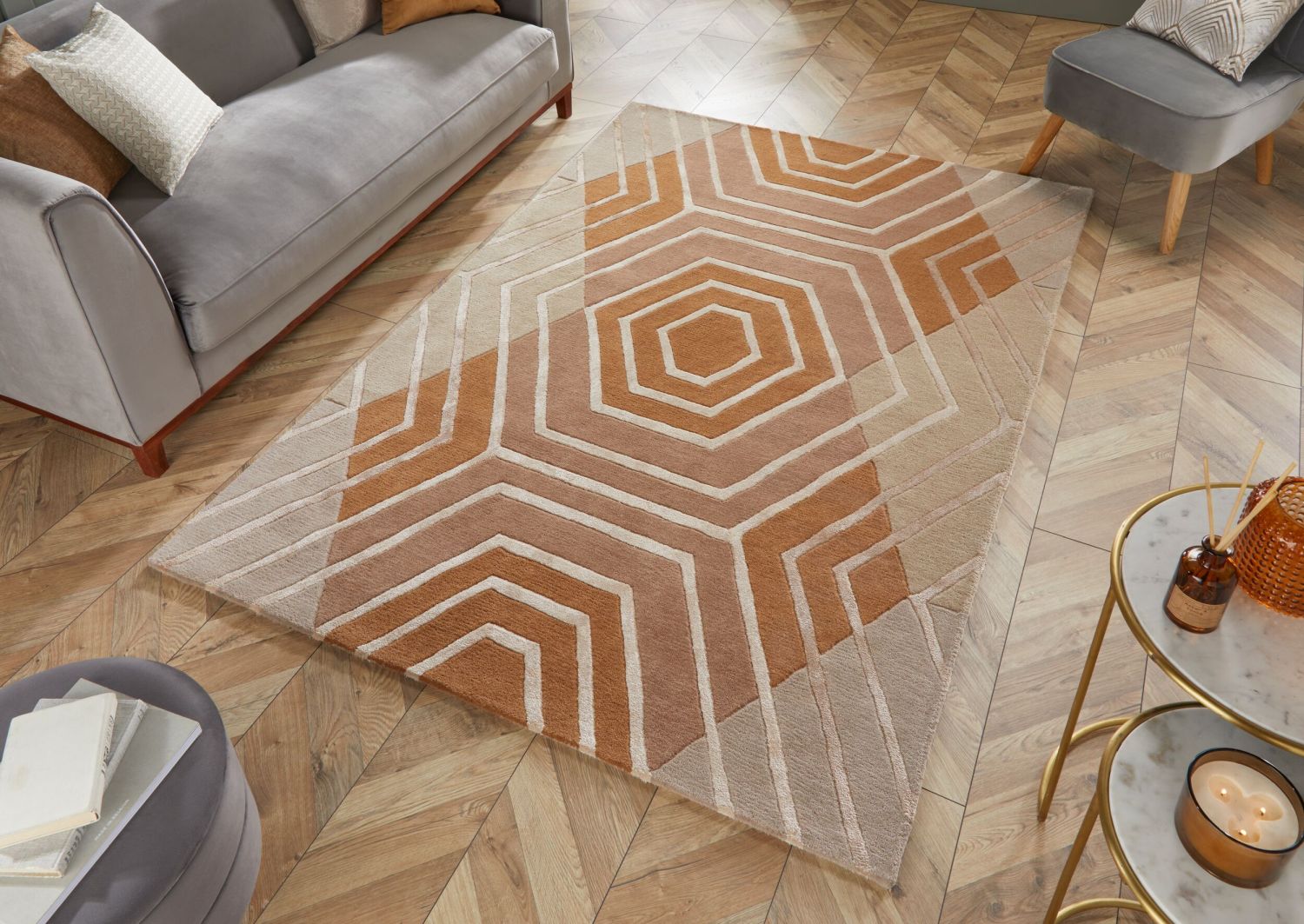 Beige Tapijt Laagpolig Wollen Vloerkleed Omid Sober Elegance