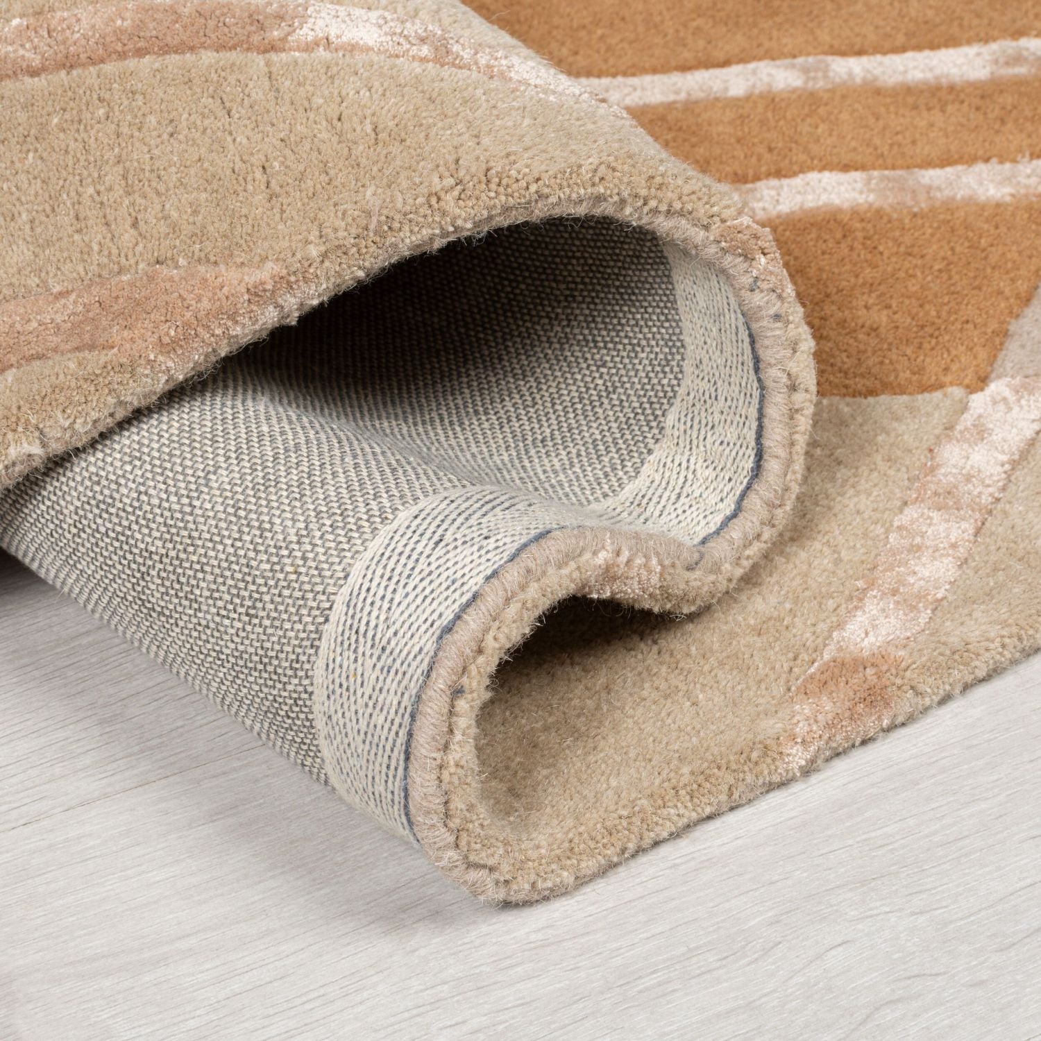 Beige Tapijt Laagpolig Wollen Vloerkleed Omid Sober Elegance