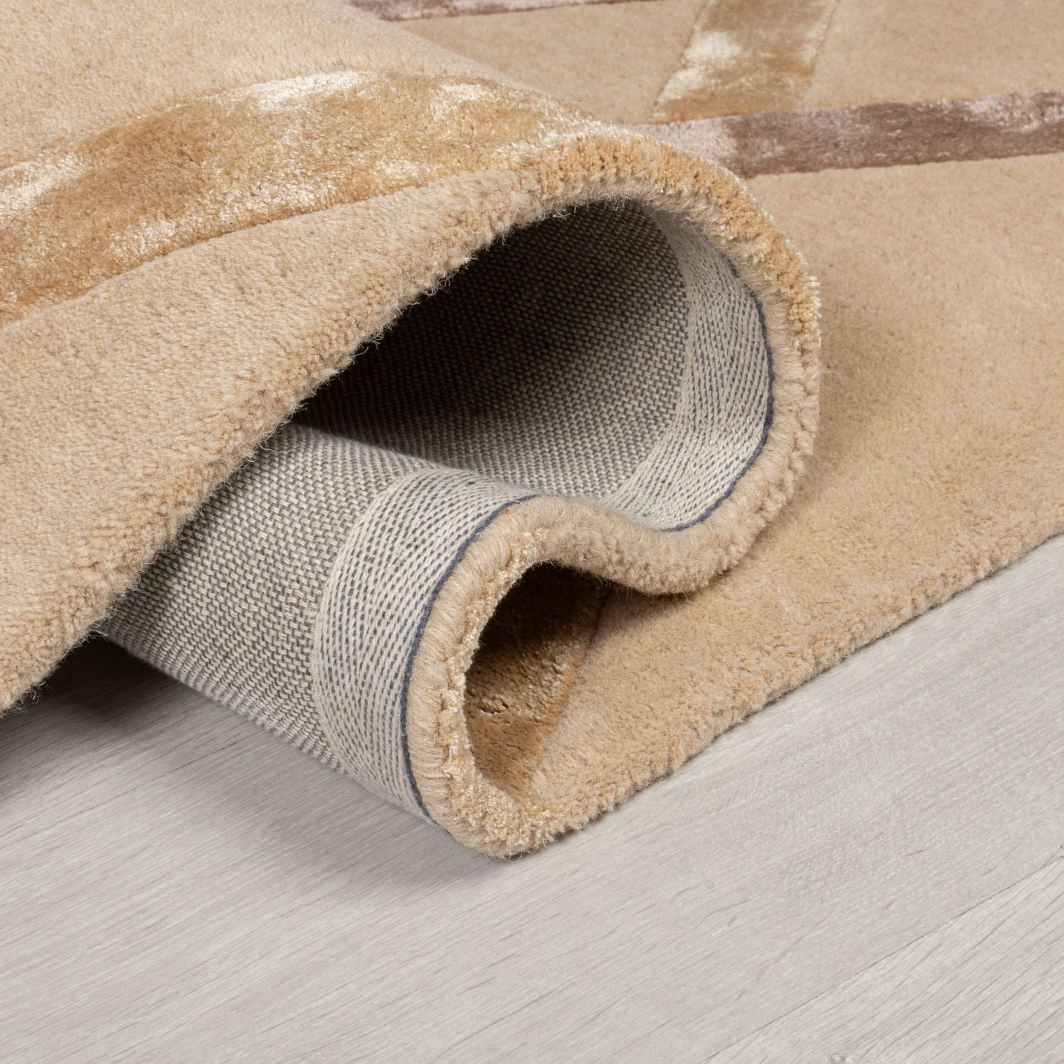 Beige Tapijt Laagpolig Wollen Vloerkleed Omid Sober Elegance