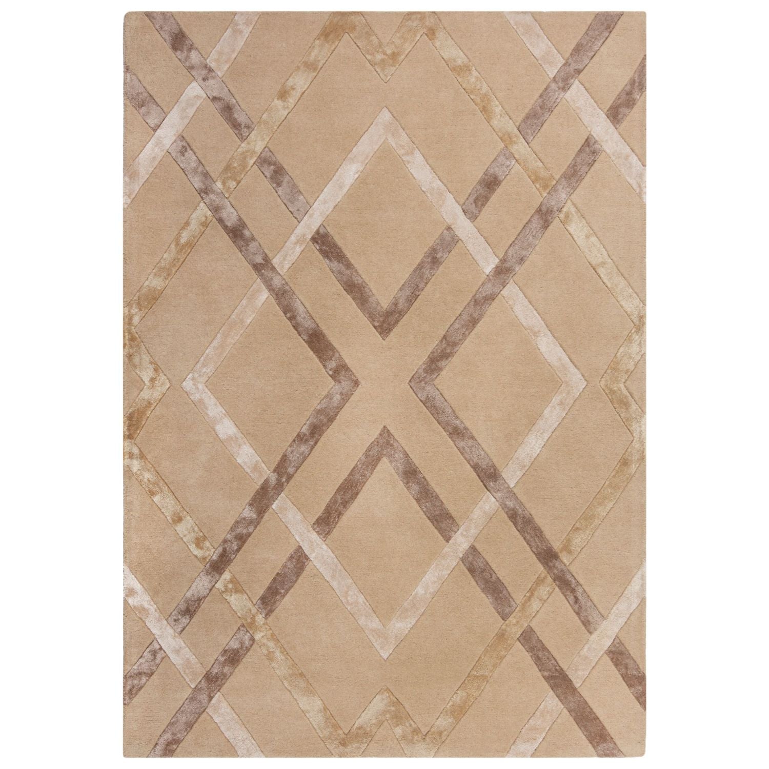 Beige Tapijt Laagpolig Wollen Vloerkleed Omid Sober Elegance