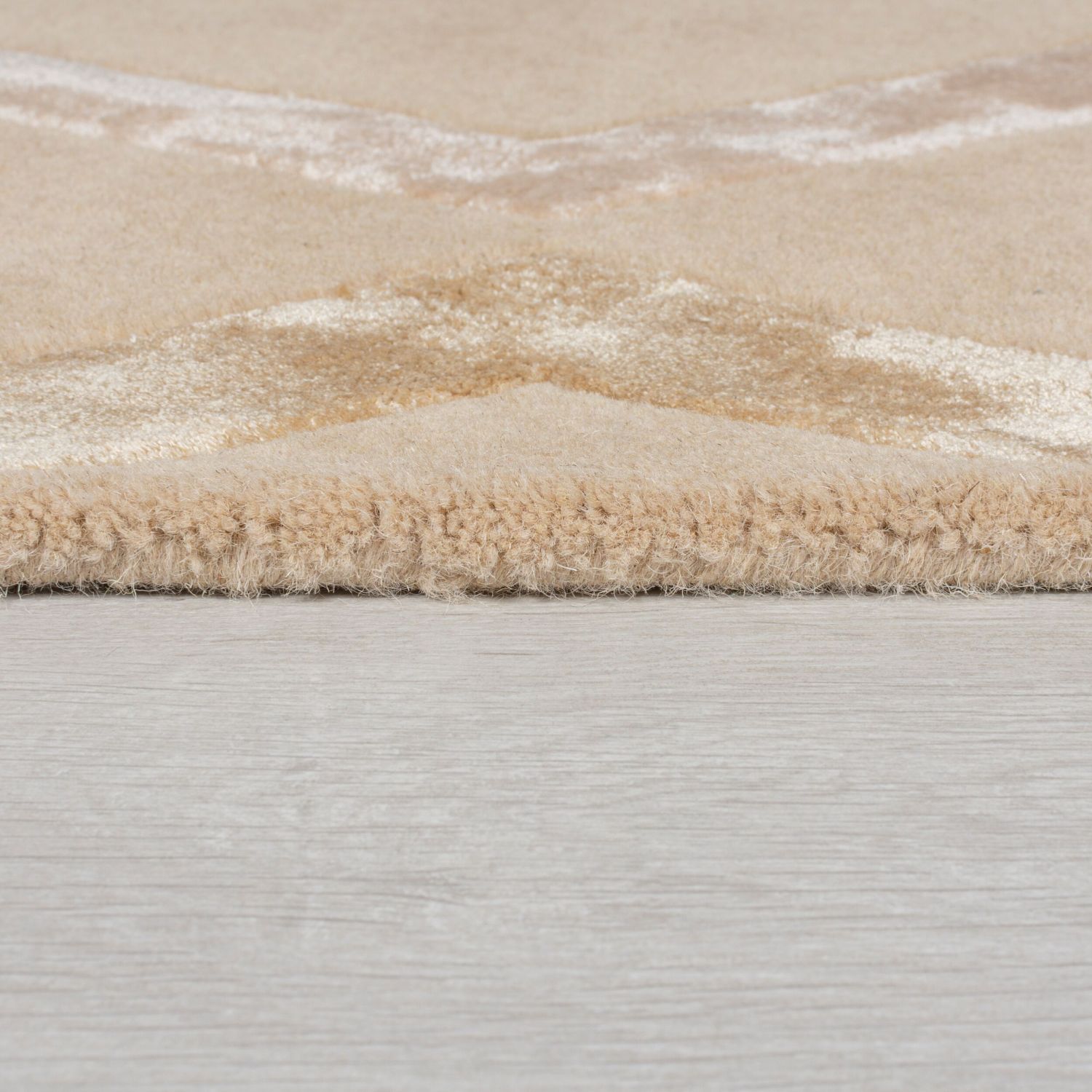 Beige Tapijt Laagpolig Wollen Vloerkleed Omid Sober Elegance