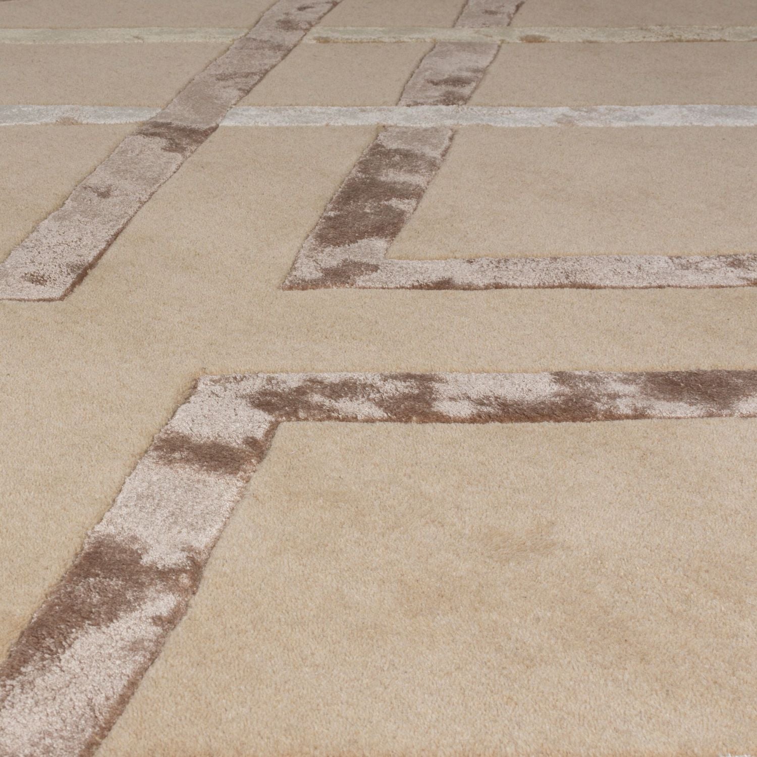 Beige Tapijt Laagpolig Wollen Vloerkleed Omid Sober Elegance