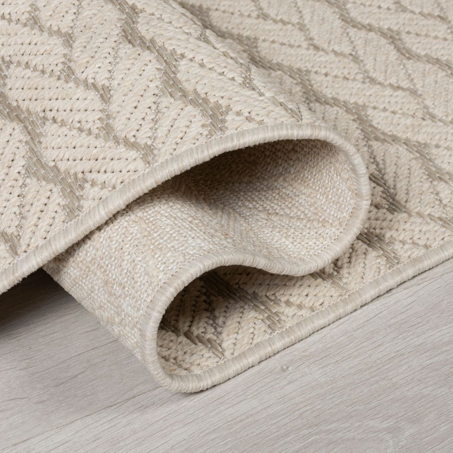 Crème Tapijt Laagpolig Vloerkleed Omid Indoor/Outdoor