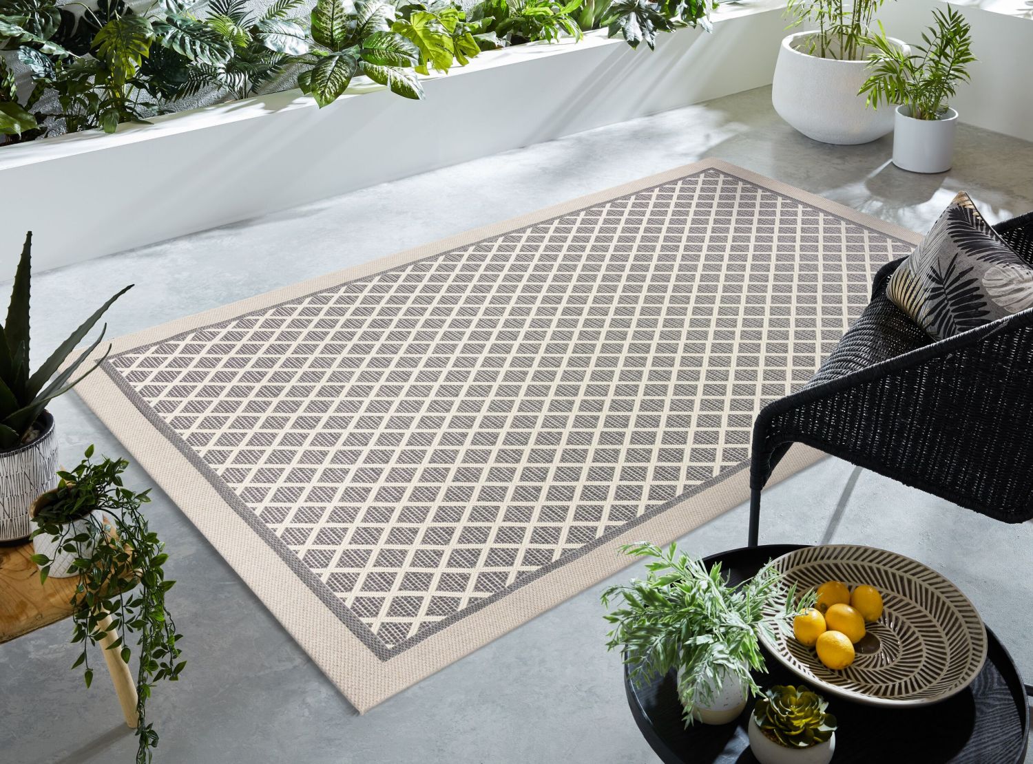 Grijs Tapijt Laagpolig Vloerkleed Omid Indoor/Outdoor