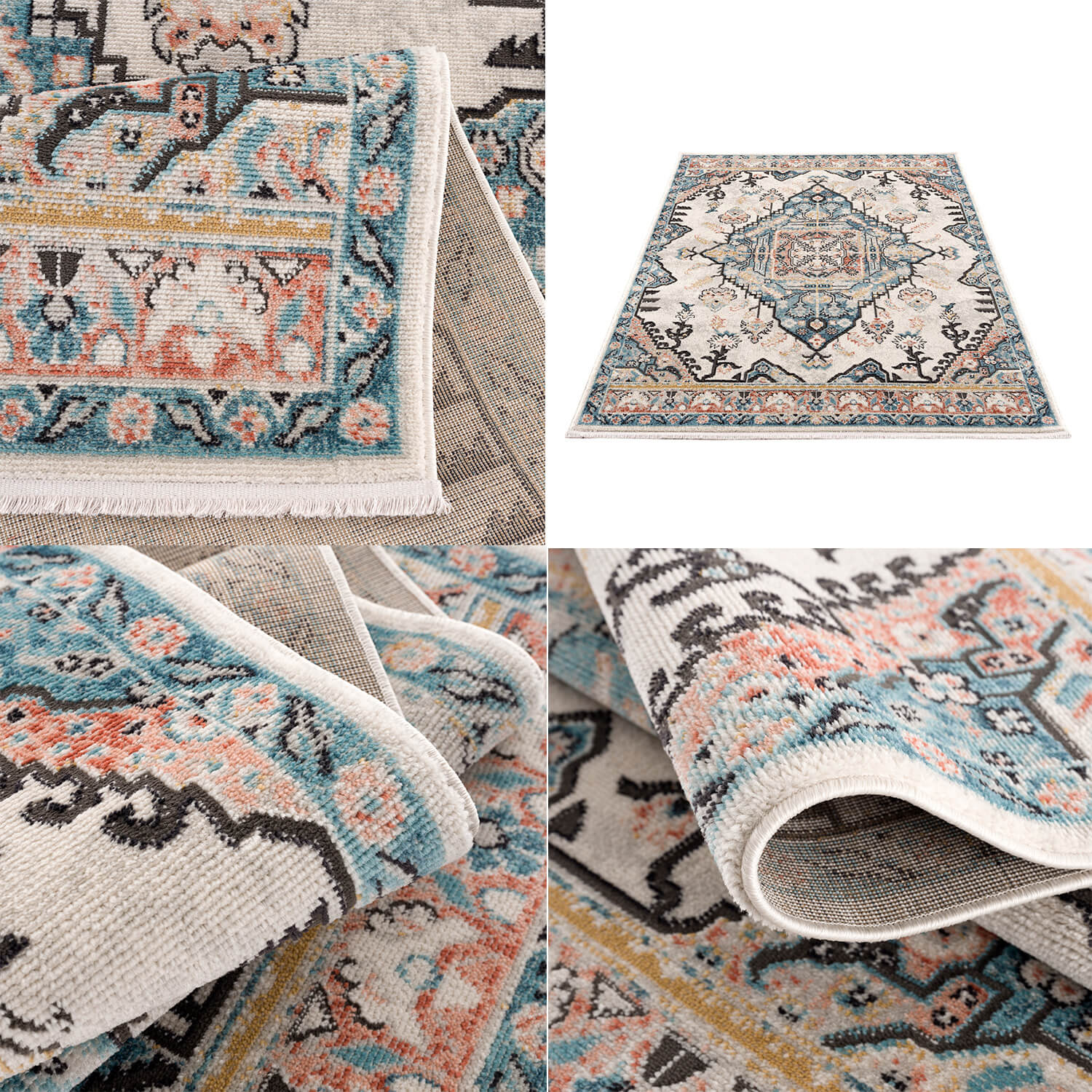 Blauw Tapijt Laagpolig Vintage Vloerkleed - Omid Vintage Lifestyle 5 - Omid Carpets