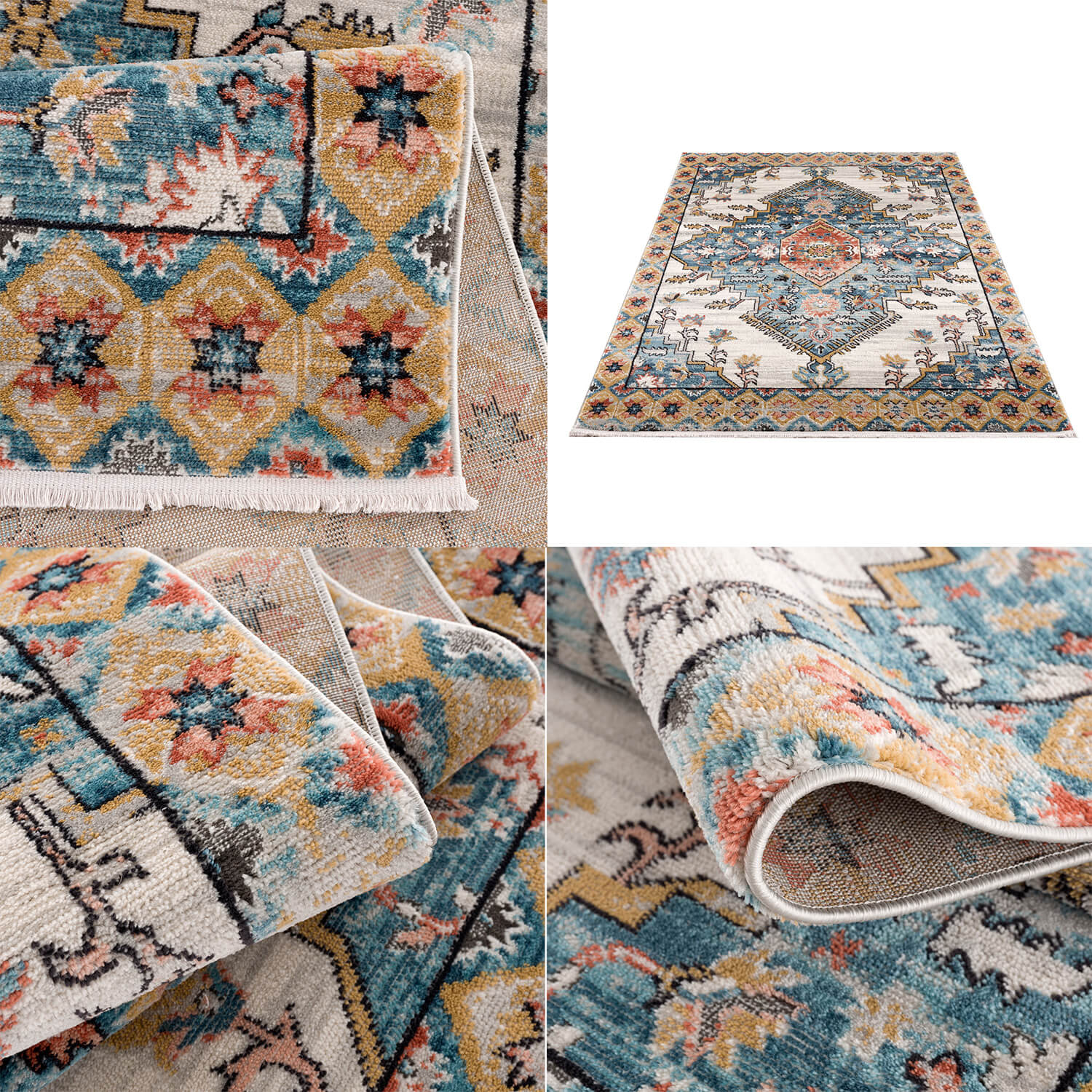 Blauw Tapijt Laagpolig Vintage Vloerkleed - Omid Vintage Lifestyle 3 - Omid Carpets