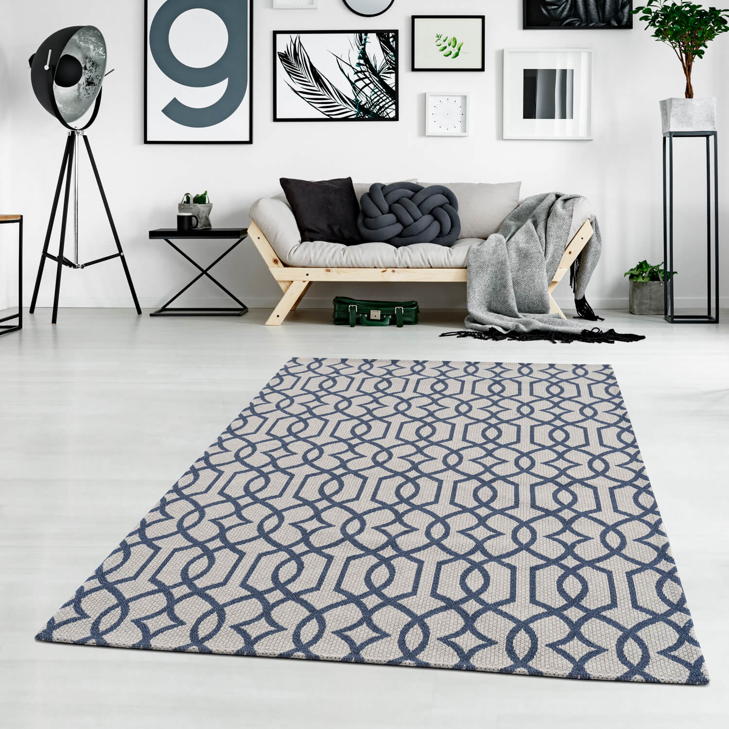 Blauw Tapijt Vlakgeweven Vloerkleed - Omid Vlakgeweven - Gemakkelijk in onderhoud 3 - Omid Carpets