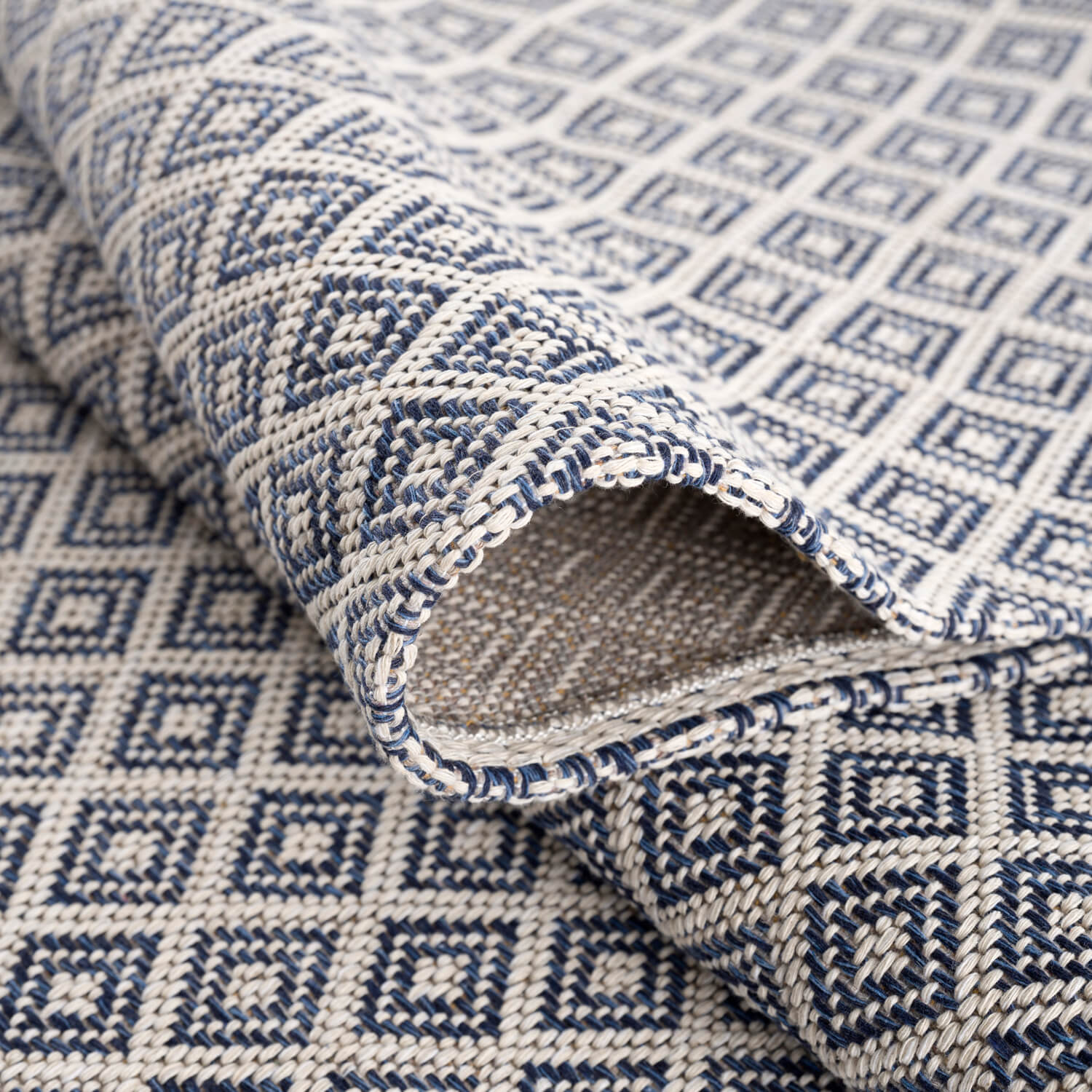 Blauw Tapijt Vlakgeweven Vloerkleed - Omid Vlakgeweven - Gemakkelijk in onderhoud - Omid Carpets