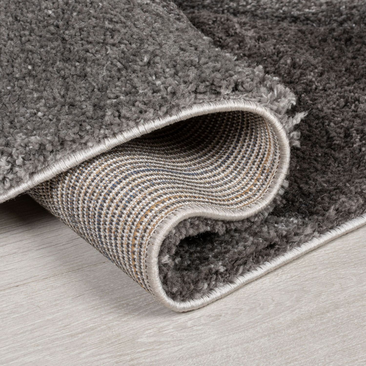 Grijs Tapijt Hoogpolig Vloerkleed - Omid Rainbow Waves