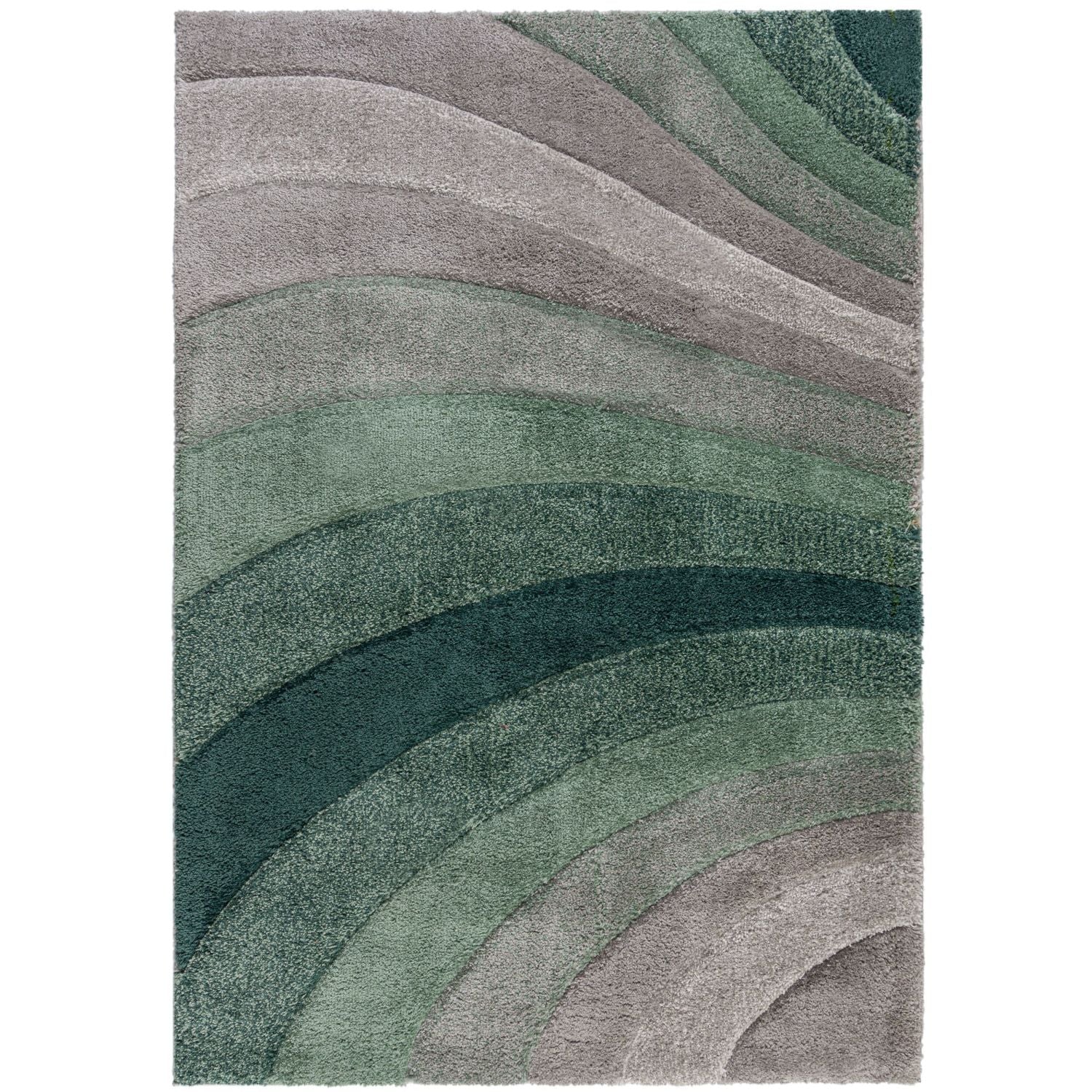 Groen Tapijt Hoogpolig Vloerkleed - Omid Rainbow Waves