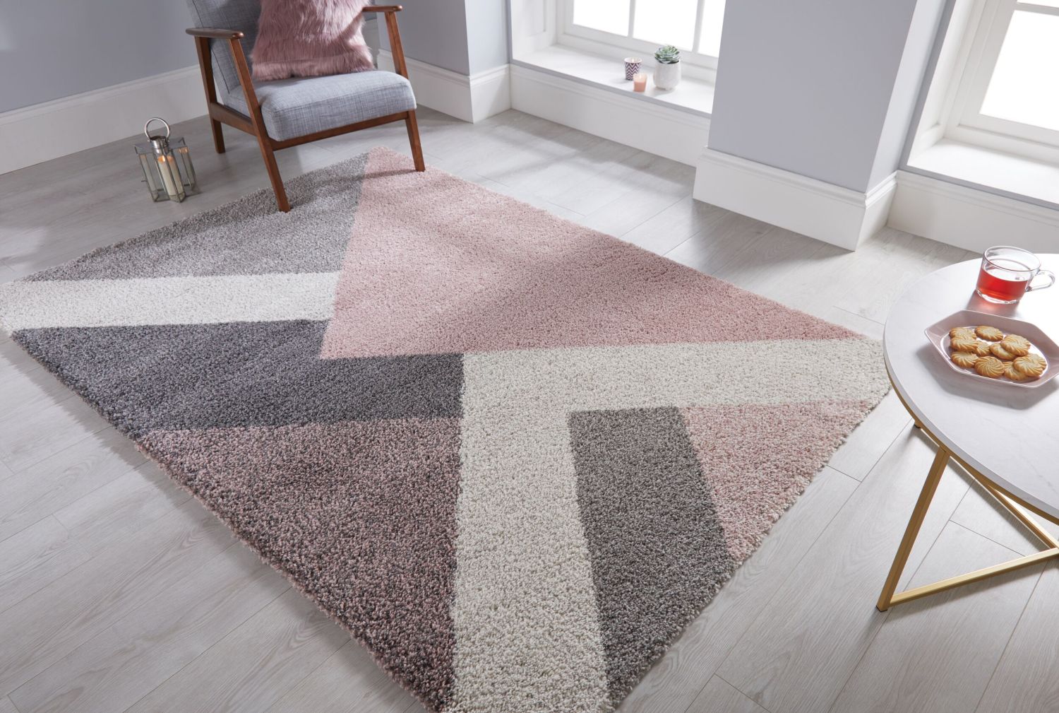 Roze Tapijt Hoogpolig Vloerkleed - Omid Scandinavian