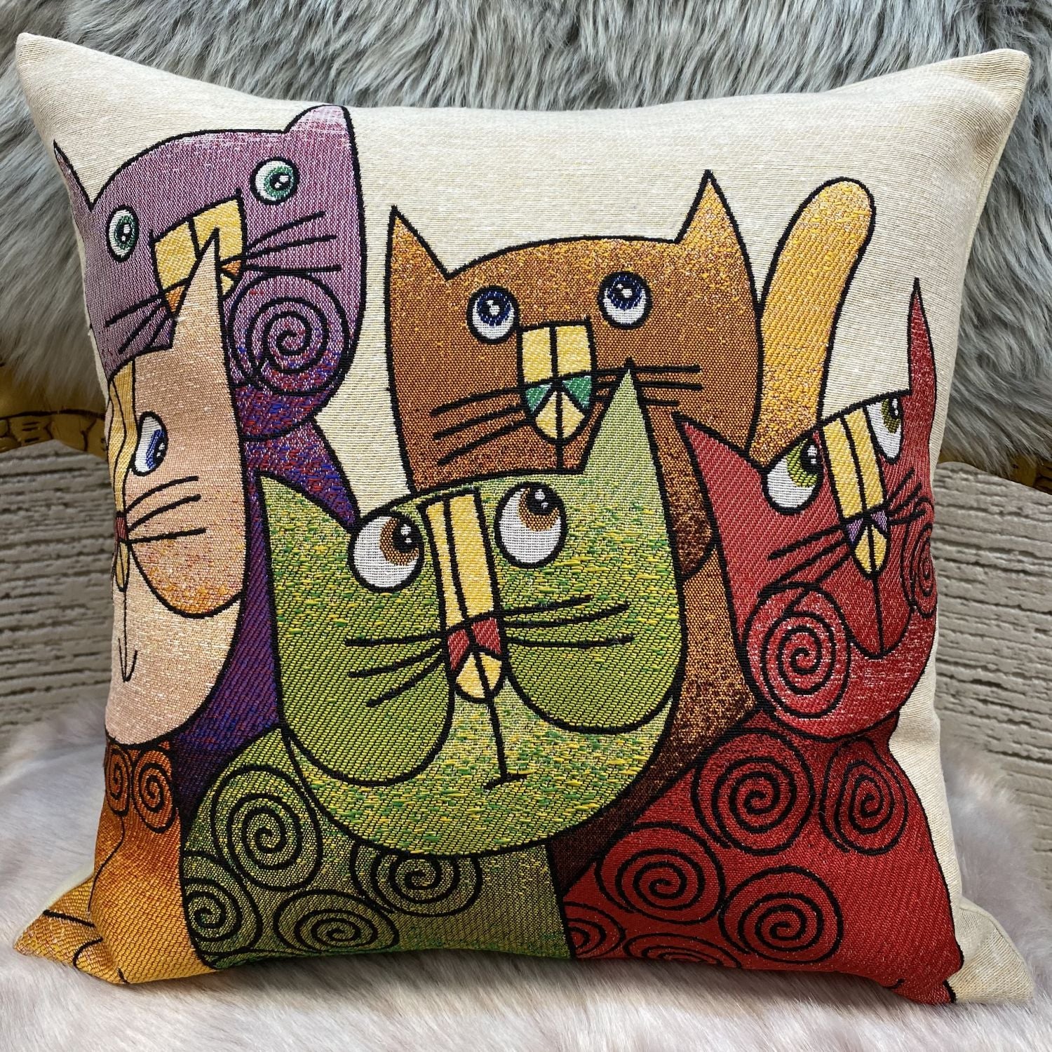 Cat Pillow 45x45cm - Pillow Cover - Cat Lover Gift - Cat Owner Gift - Cat Lover Gift Women - Cat Gifts for Cat Lovers - Fun Pillow