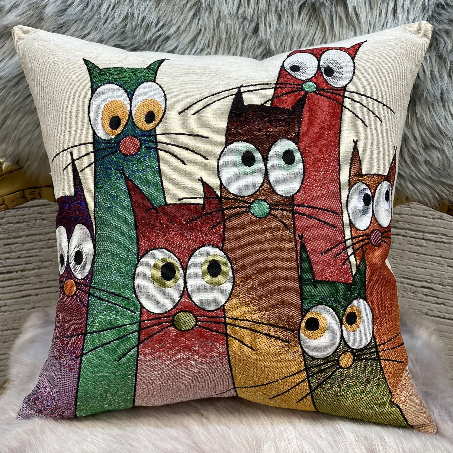 Cat Pillow 45x45cm - Pillow Cover - Cat Lover Gift - Cat Owner Gift - Cat Lover Gift Women - Cat Gifts for Cat Lovers - Fun Pillow