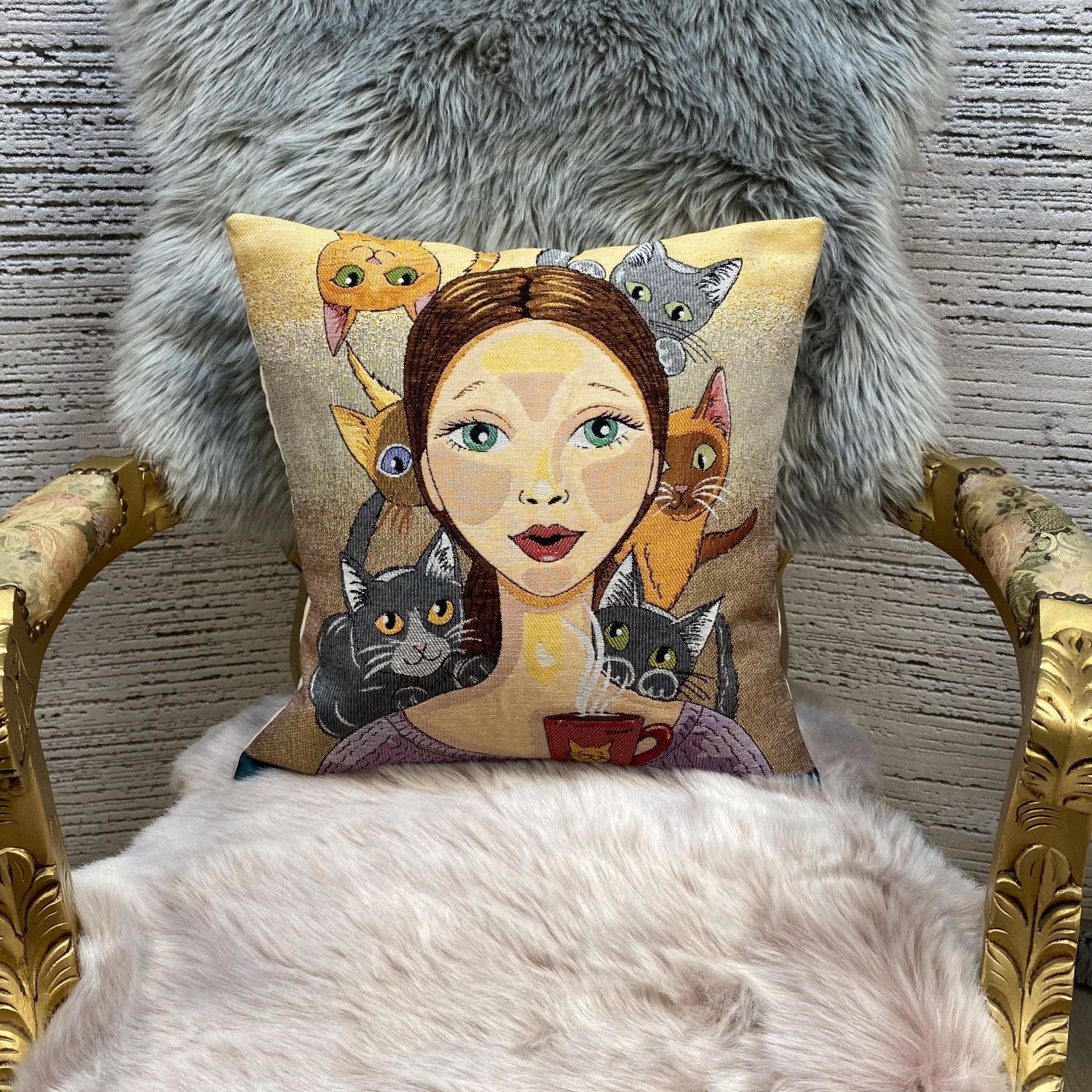 Cat Pillow 45x45cm - Pillow Cover - Cat Lover Gift - Cat Owner Gift - Cat Lover Gift Women - Cat Gifts for Cat Lovers - Fun Pillow