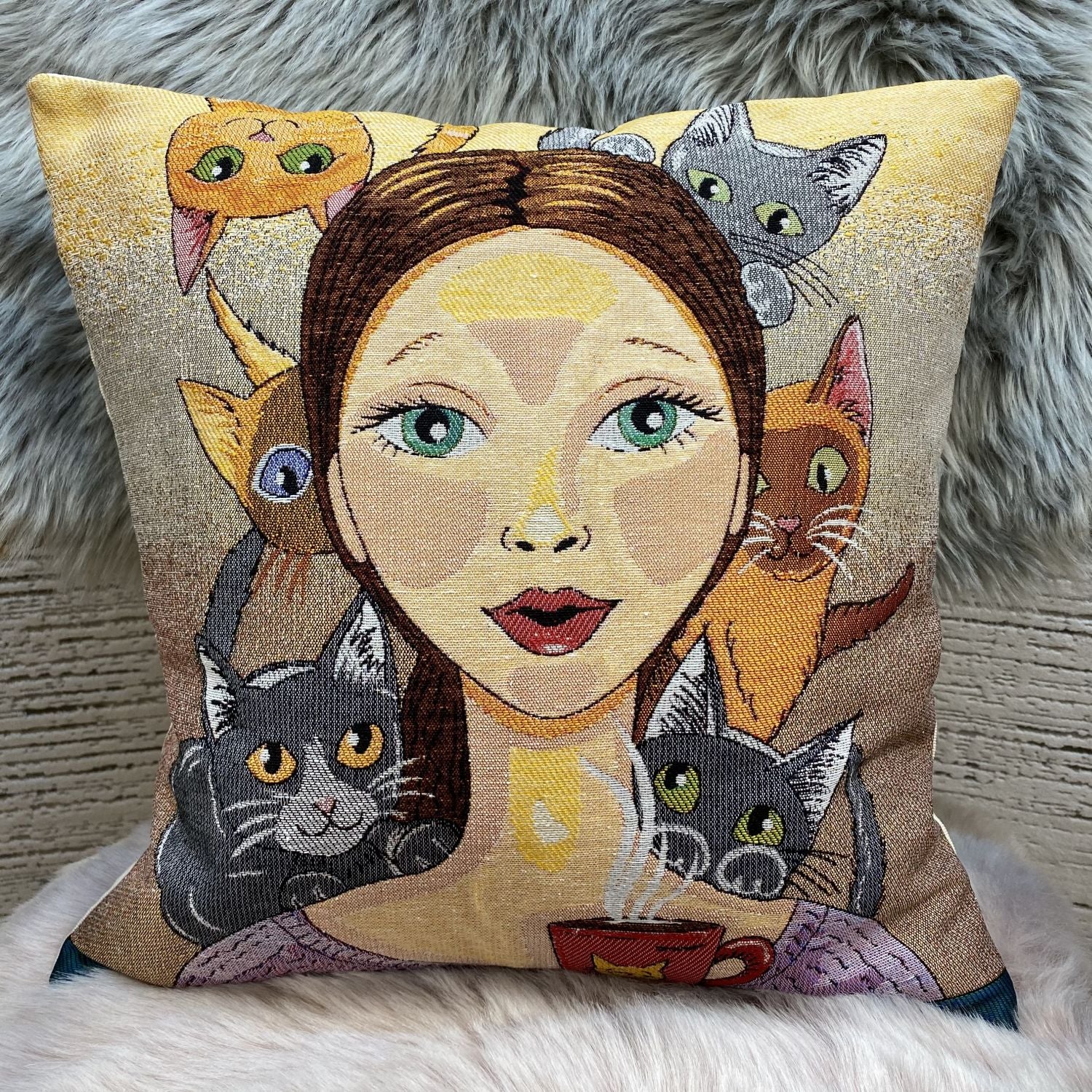 Cat Pillow 45x45cm - Pillow Cover - Cat Lover Gift - Cat Owner Gift - Cat Lover Gift Women - Cat Gifts for Cat Lovers - Fun Pillow