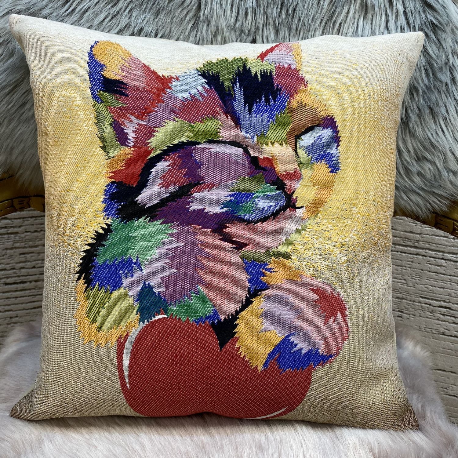 Cat Pillow 45x45cm - Pillow Cover - Cat Lover Gift - Cat Owner Gift - Cat Lover Gift Women - Cat Gifts for Cat Lovers - Fun Pillow