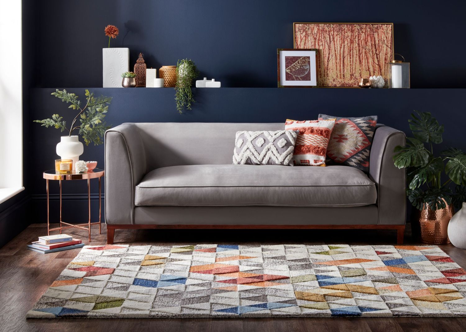 Kleurrijk Tapijt Laagpolig Wollen Vloerkleed - Omid Geometric Wool