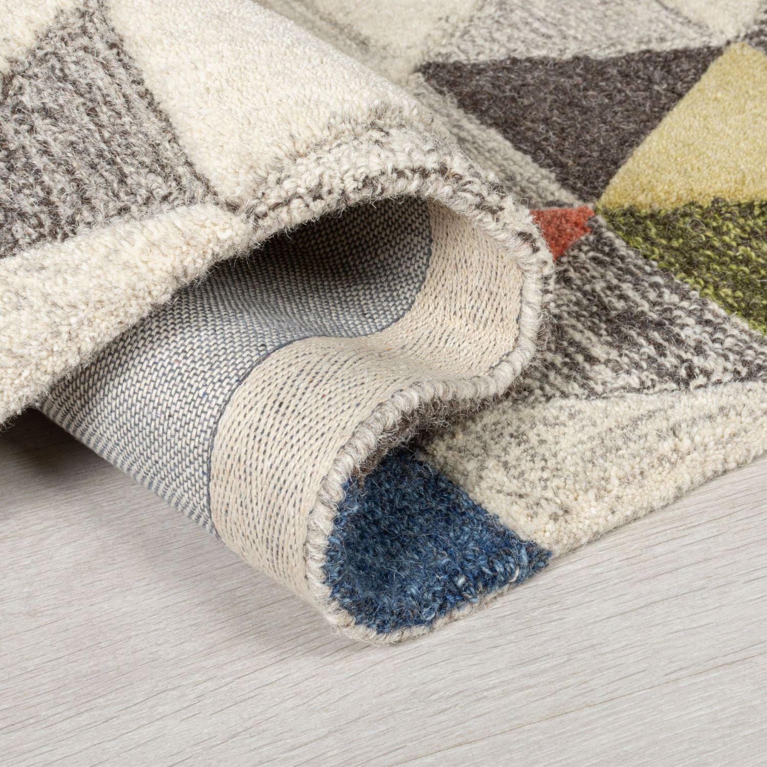 Kleurrijk Tapijt Laagpolig Wollen Vloerkleed - Omid Geometric Wool