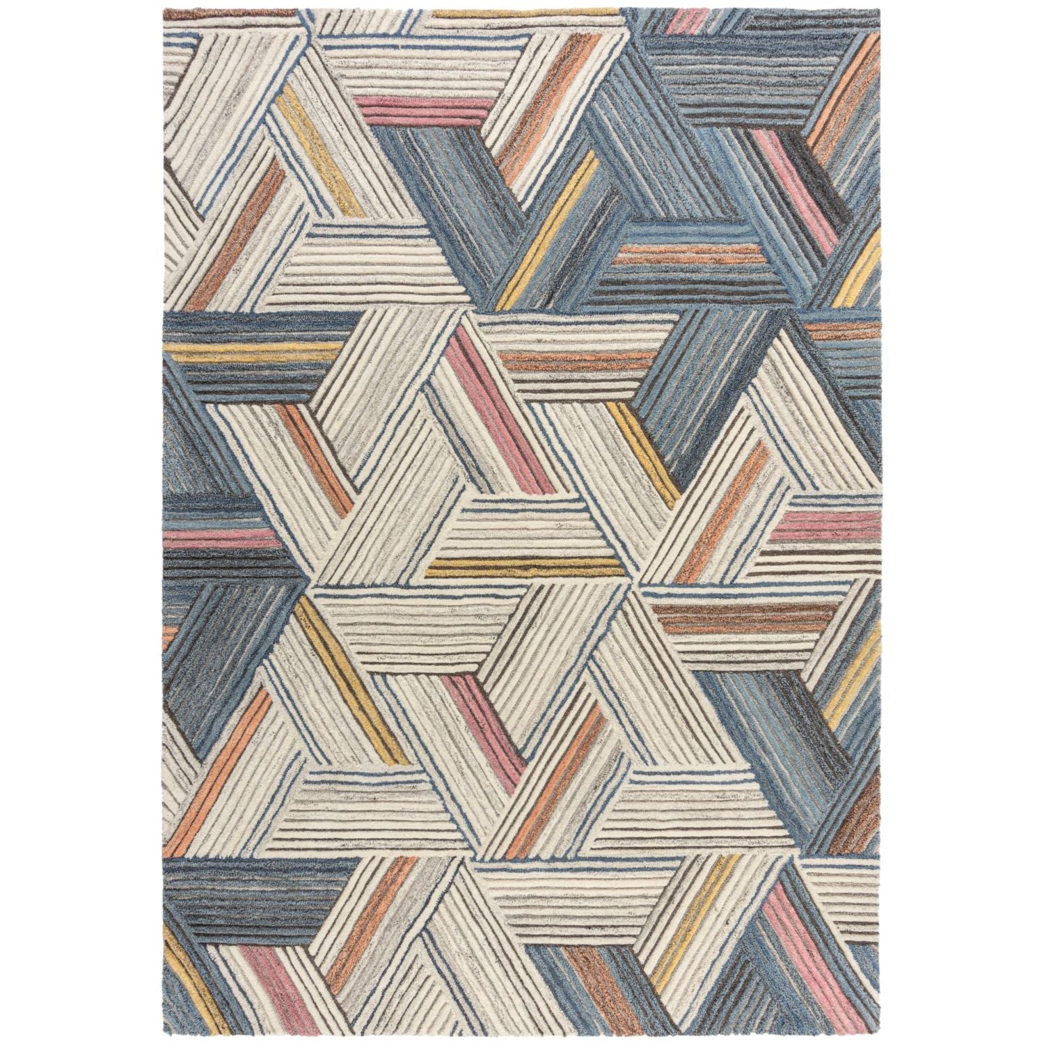 Kleurrijk Tapijt Laagpolig Wollen Vloerkleed - Omid Geometric Wool