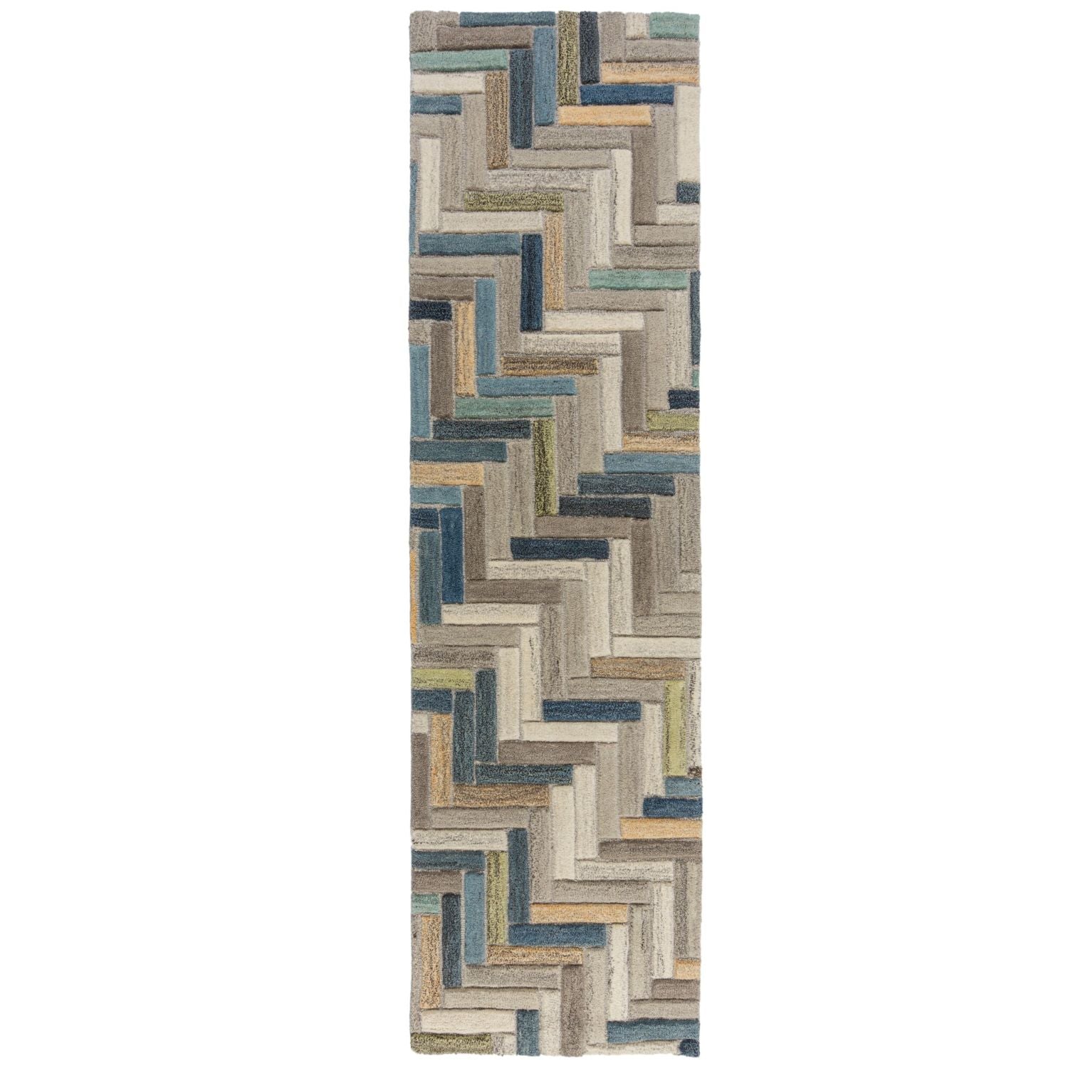 Beige Tapijt Laagpolig Wollen Vloerkleed - Omid Geometric Wool