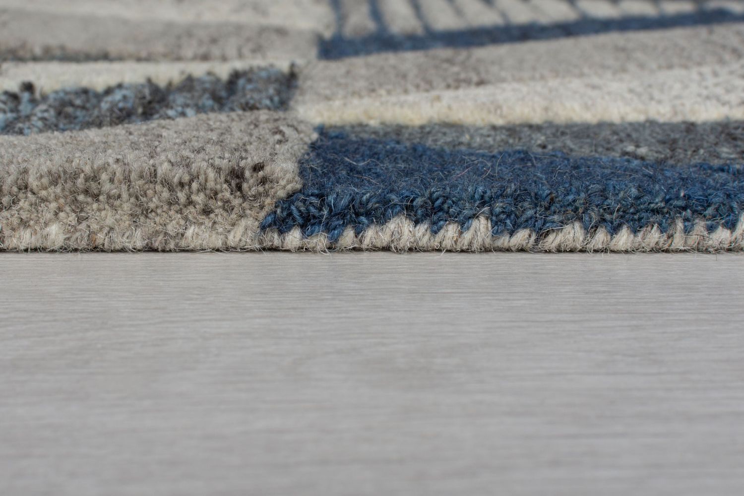 Blauw Tapijt Laagpolig Wollen Vloerkleed - Omid Geometric Wool