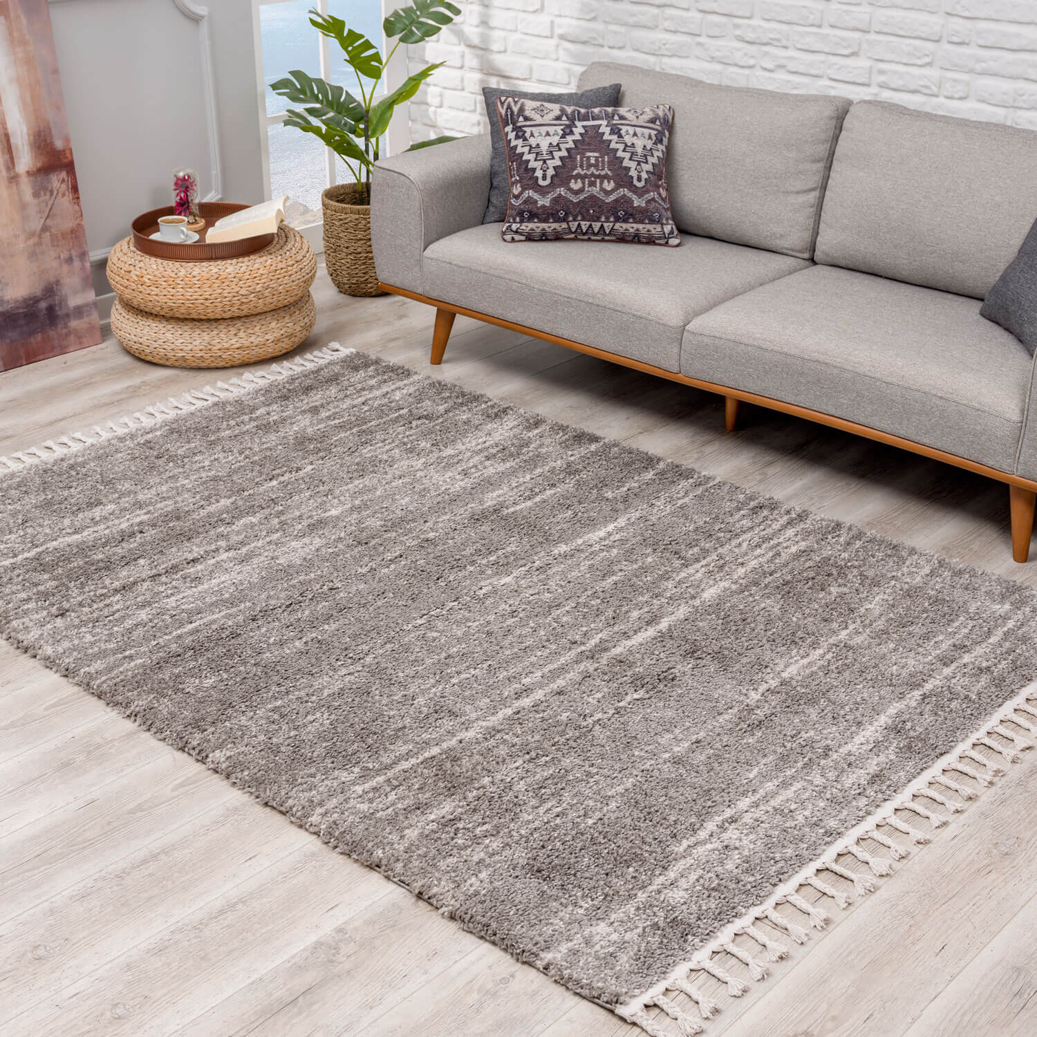 Bruin/Taupe Tapijt Hoopolig  Vloerkleed - Omid Berber Vibes - Omid Carpets