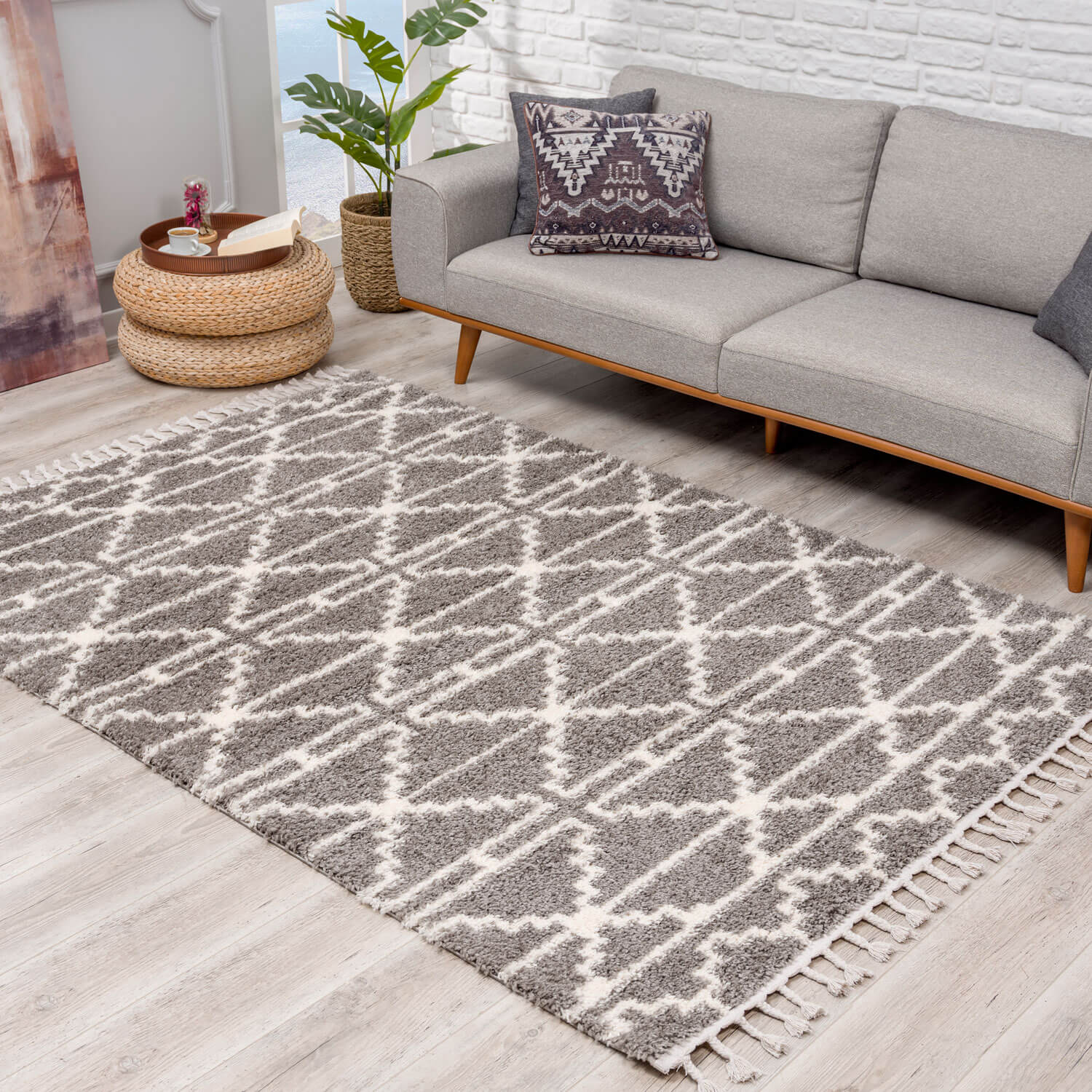 Bruin/Taupe Tapijt Hoopolig  Vloerkleed - Omid Berber Vibes 2 - Omid Carpets