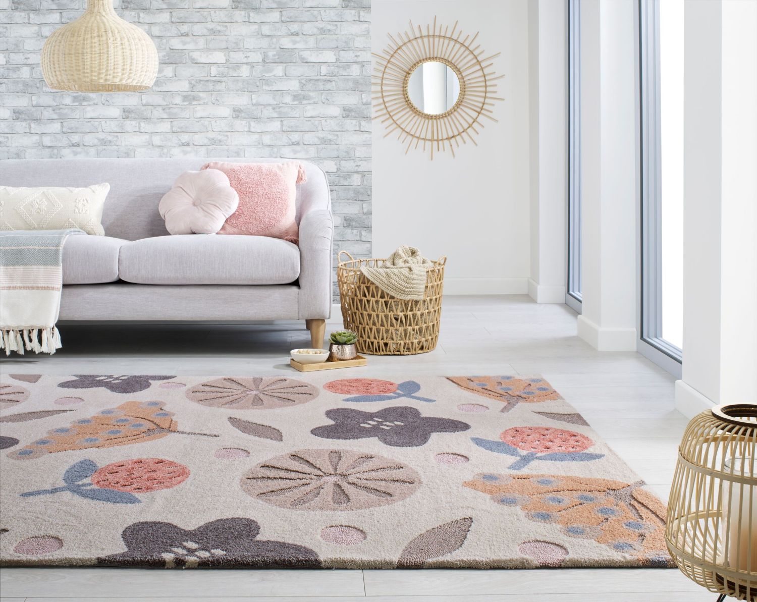 Beige Tapijt Laagpolig Vloerkleed Omid Fauna & Flora