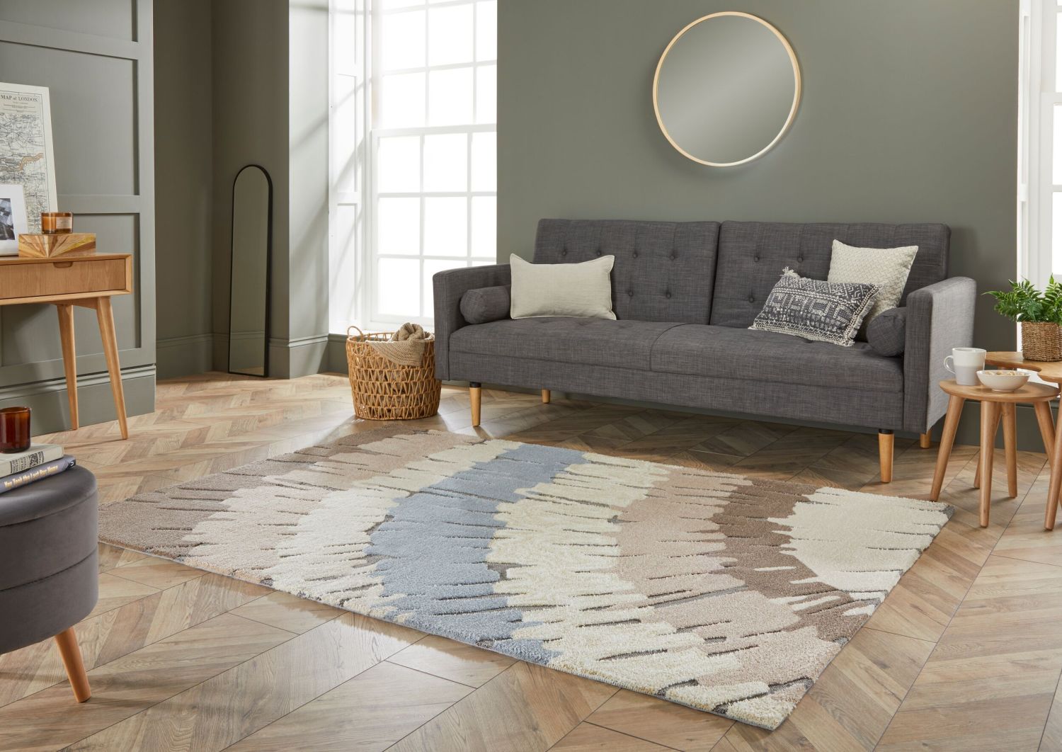 Beige Tapijt Laagpolig Vloerkleed Omid Mountain