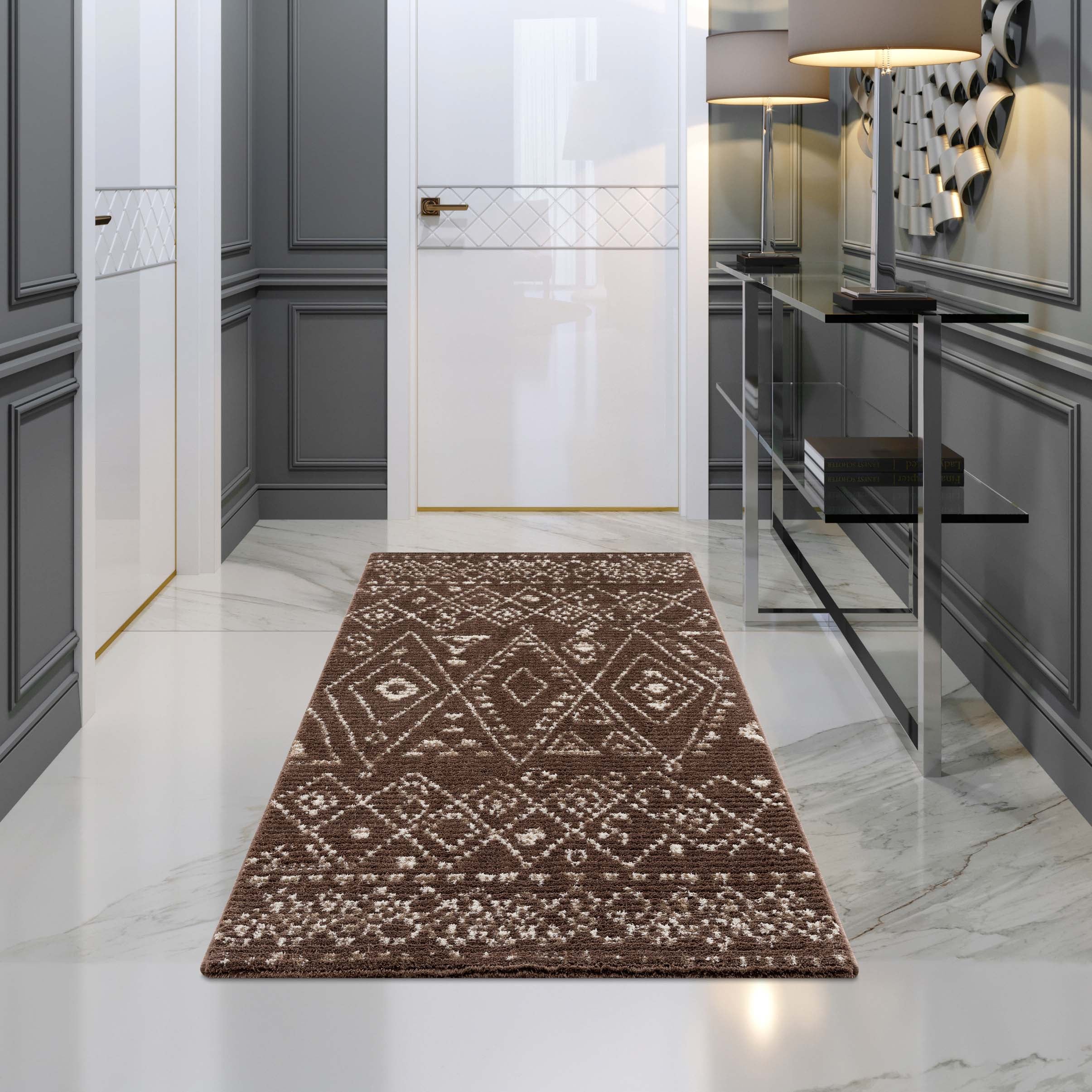 Bruin Tapijt Laagpolig Vloerkleed - Omid Scandy