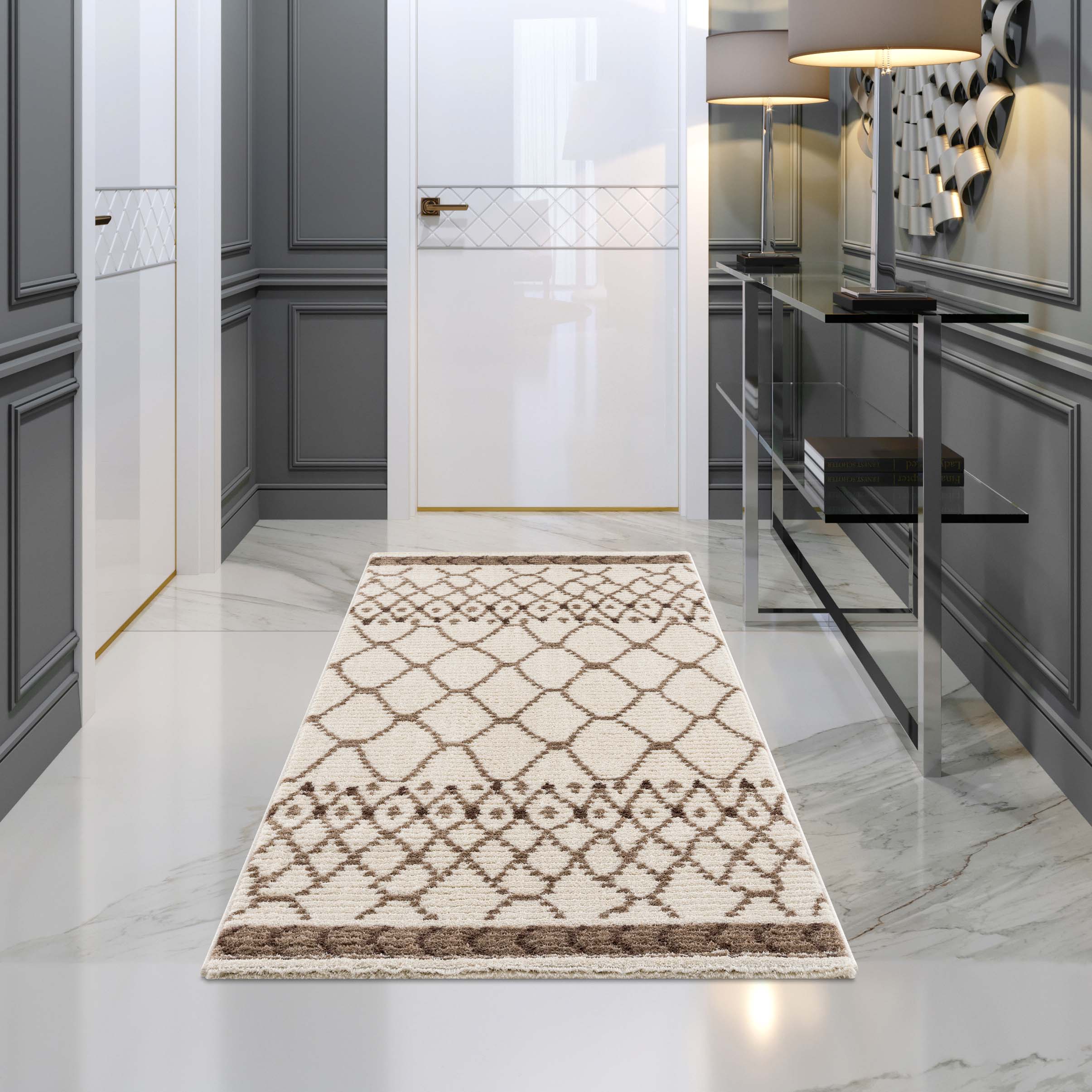 Crème Tapijt Laagpolig Vloerkleed - Omid Scandy