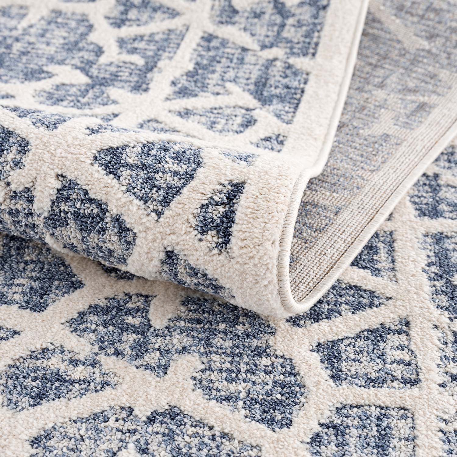 Blauw Tapijt Laagpolig Vloerkleed - Omid Modern Carving
