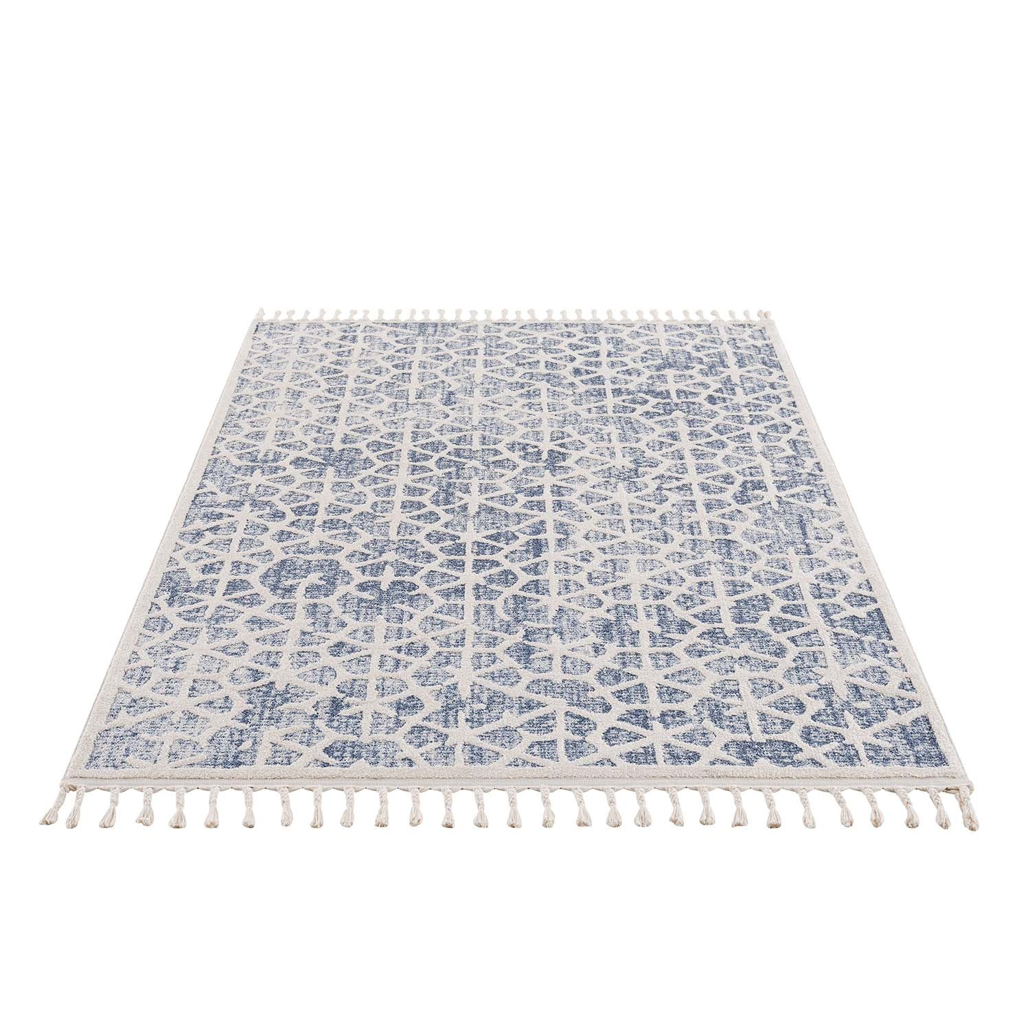 Blauw Tapijt Laagpolig Vloerkleed - Omid Modern Carving