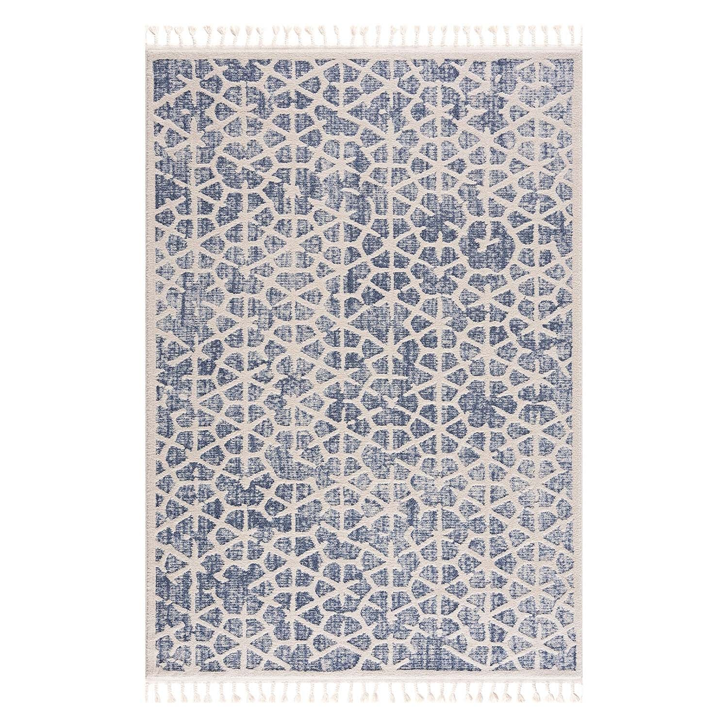 Blauw Tapijt Laagpolig Vloerkleed - Omid Modern Carving