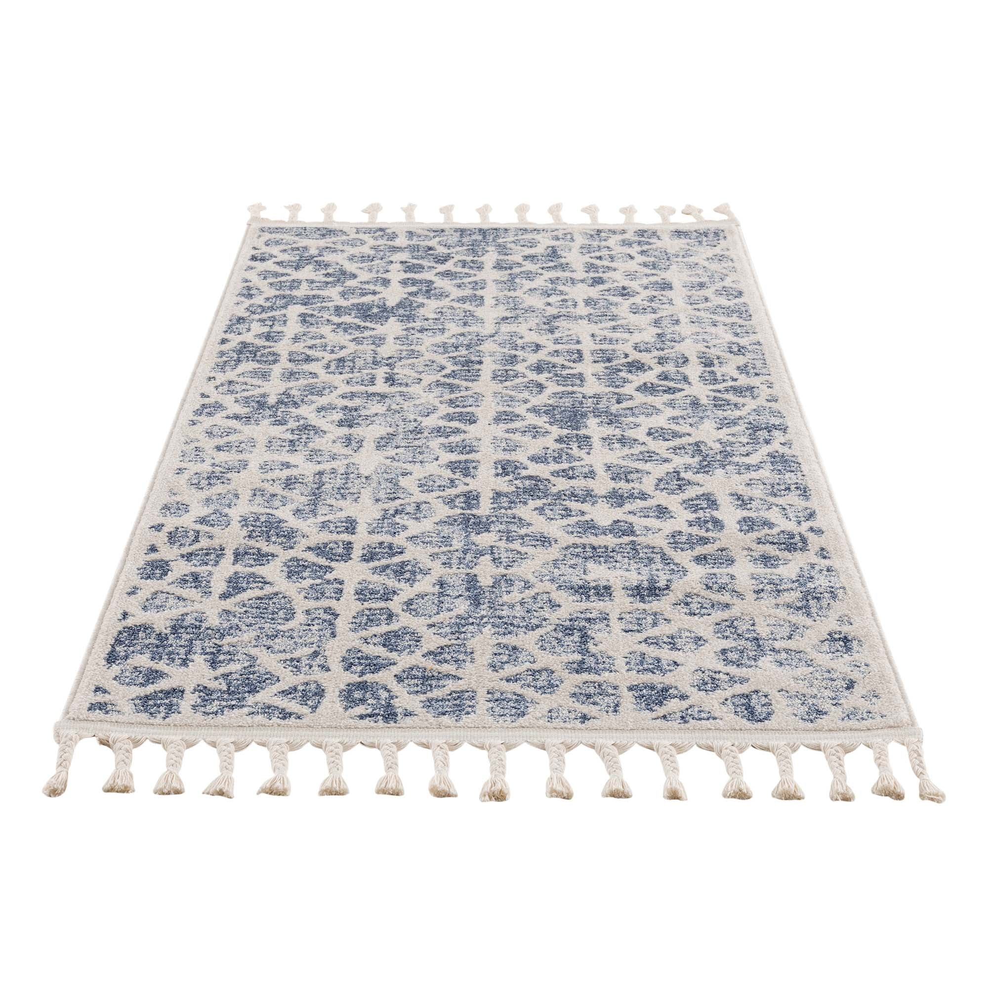 Blauw Tapijt Laagpolig Vloerkleed - Omid Modern Carving