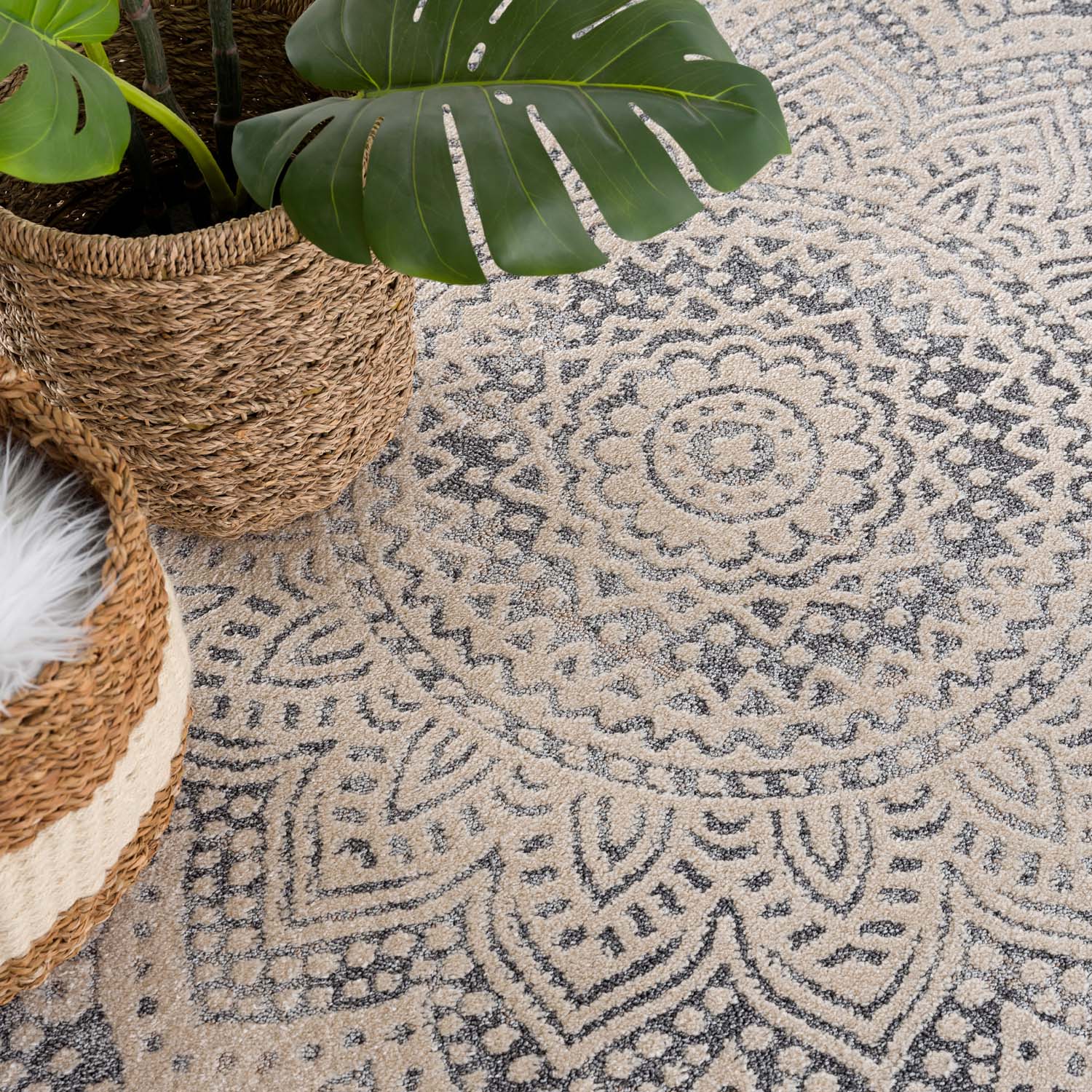 Crème Tapijt Laagpolig Vloerkleed - Omid Modern Carving