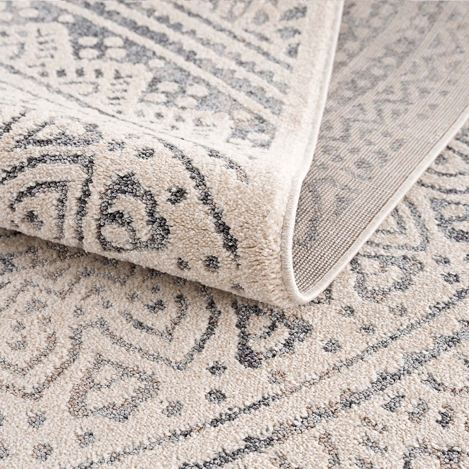 Crème Tapijt Laagpolig Vloerkleed - Omid Modern Carving