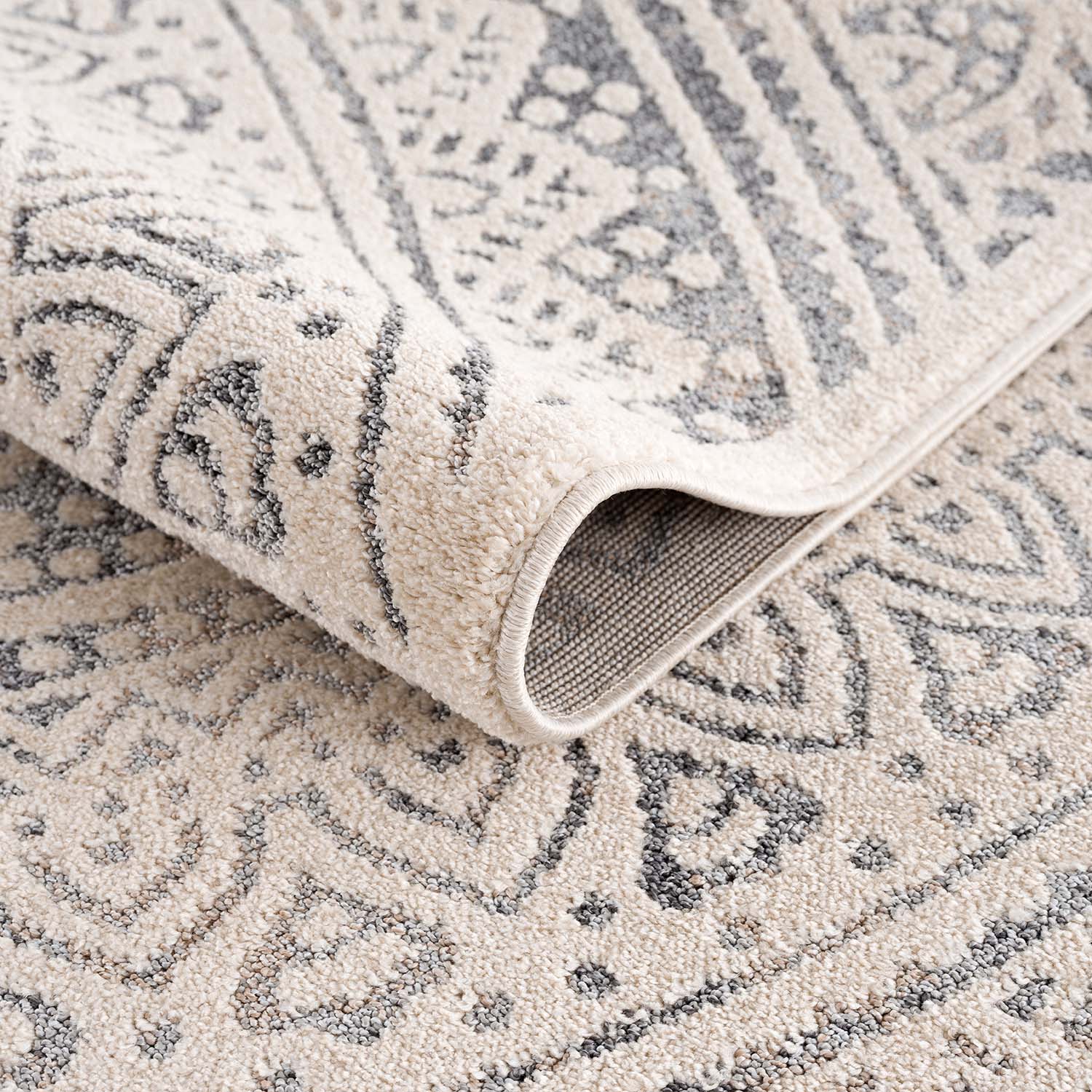 Crème Tapijt Laagpolig Vloerkleed - Omid Modern Carving