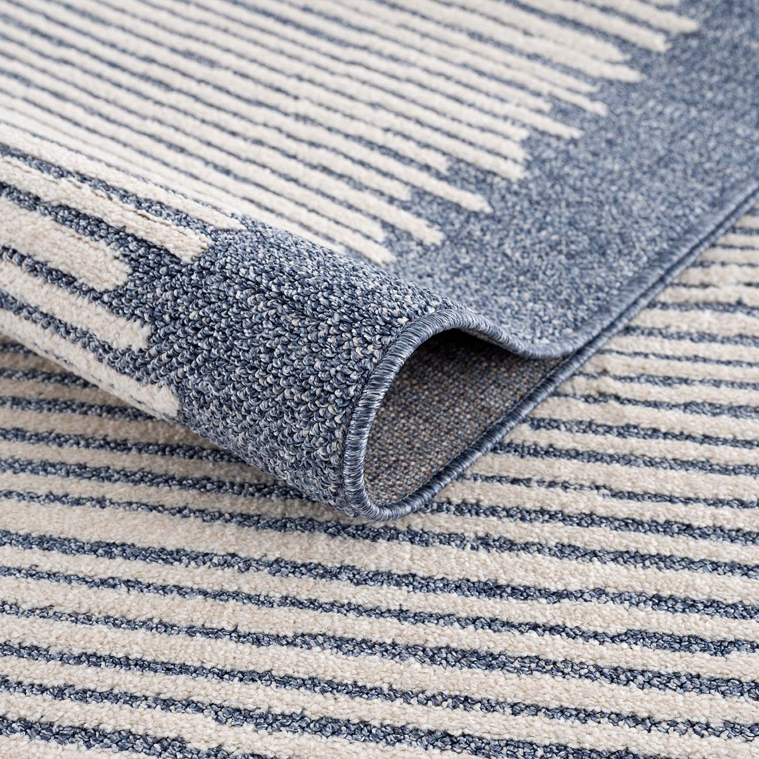 Blauw Tapijt Laagpolig Vloerkleed - Omid Modern Carving