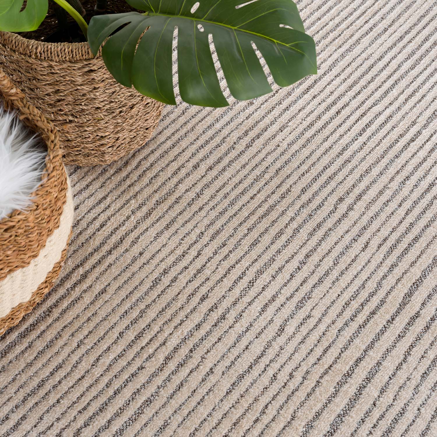 Beige Tapijt Laagpolig Vloerkleed - Omid Modern Carving