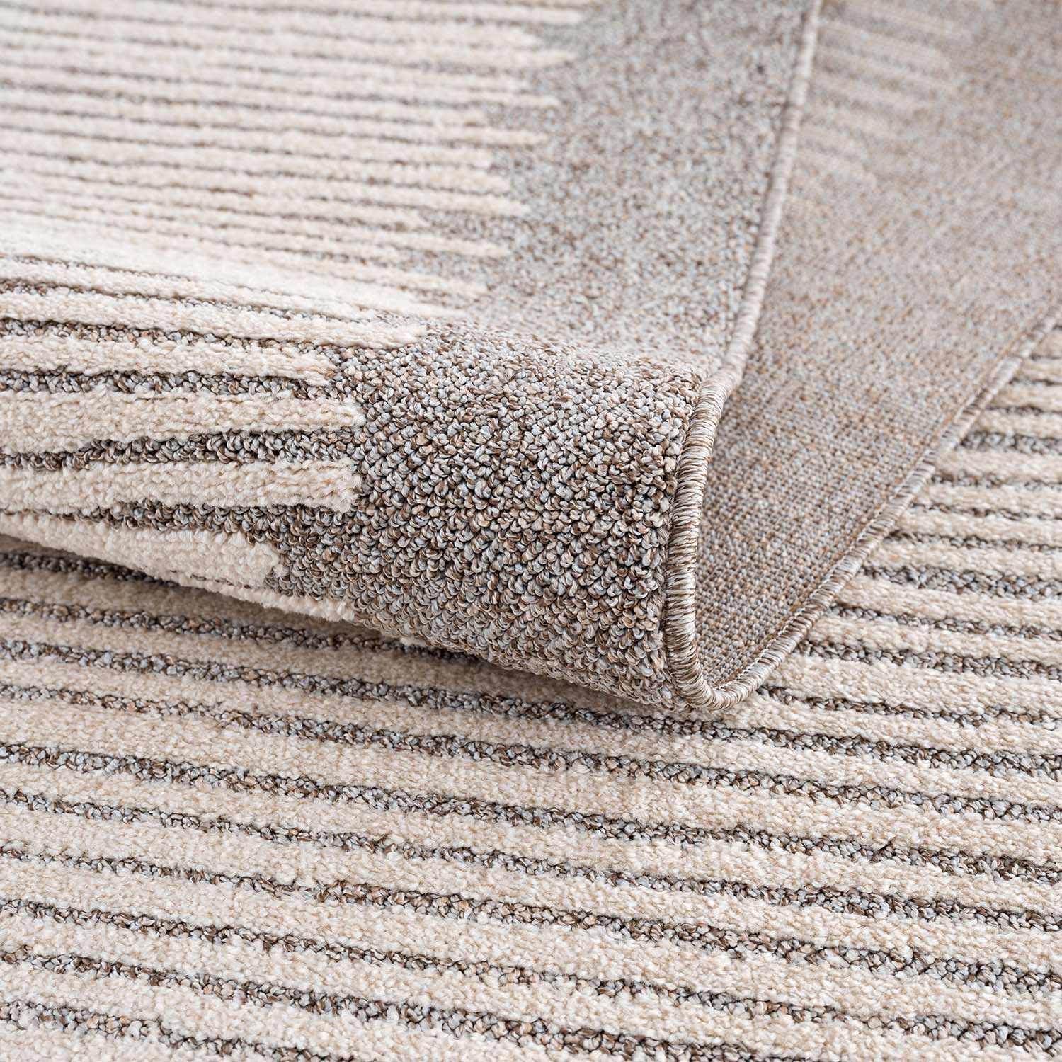 Beige Tapijt Laagpolig Vloerkleed - Omid Modern Carving