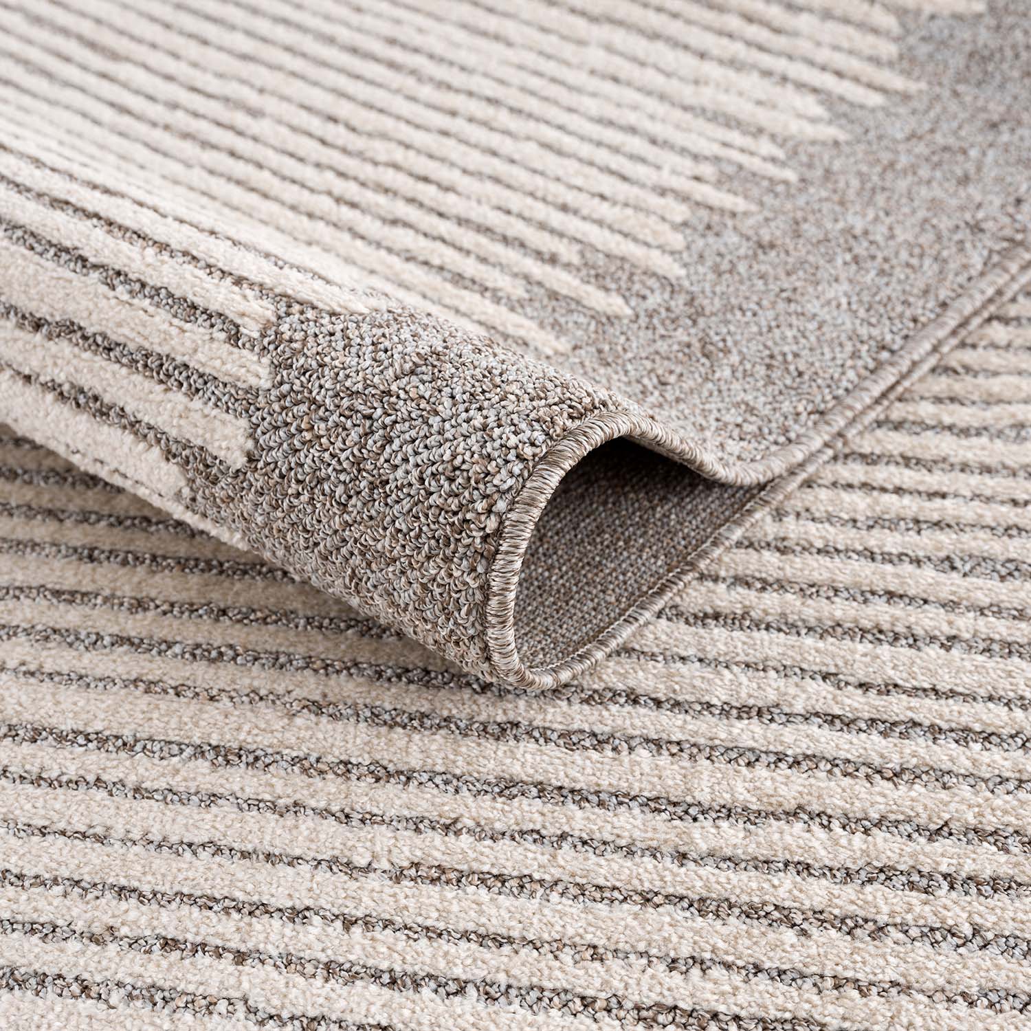 Beige Tapijt Laagpolig Vloerkleed - Omid Modern Carving